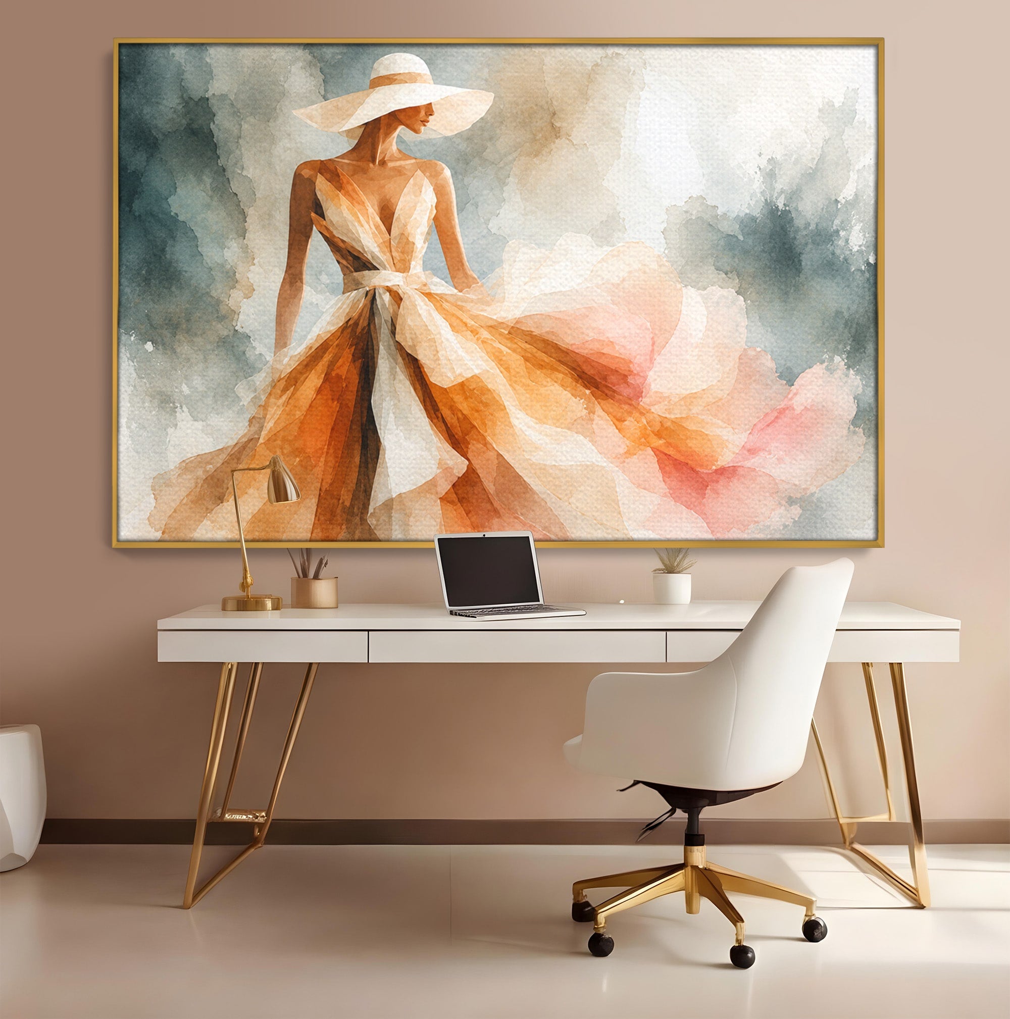 Tablou Canvas Premium LuxCanva® G1258, Eleganta In Miscare, Moda, Femeie, Eleganta, Rochie, Living, Arta, Culori Vibrante