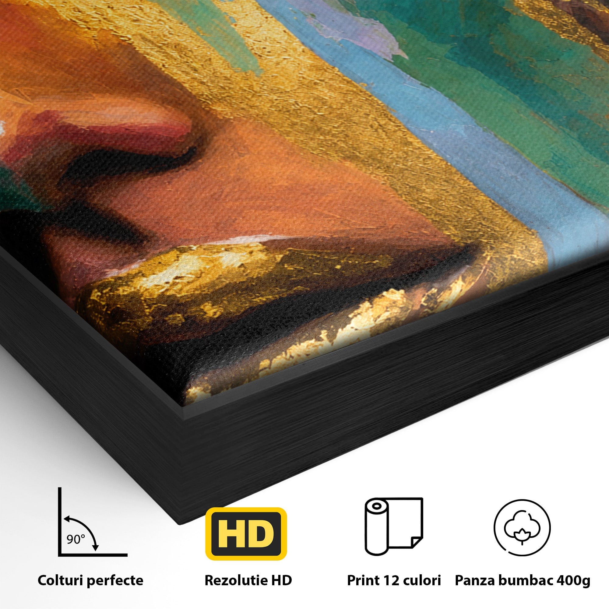 Tablou Canvas Premium LuxCanva® G1259, Chip De Femeie Aurit, Femeie, Portret, Arta Abstracta, Eleganta, Auriu, Dormitor, Birou, Culori Vibrante
