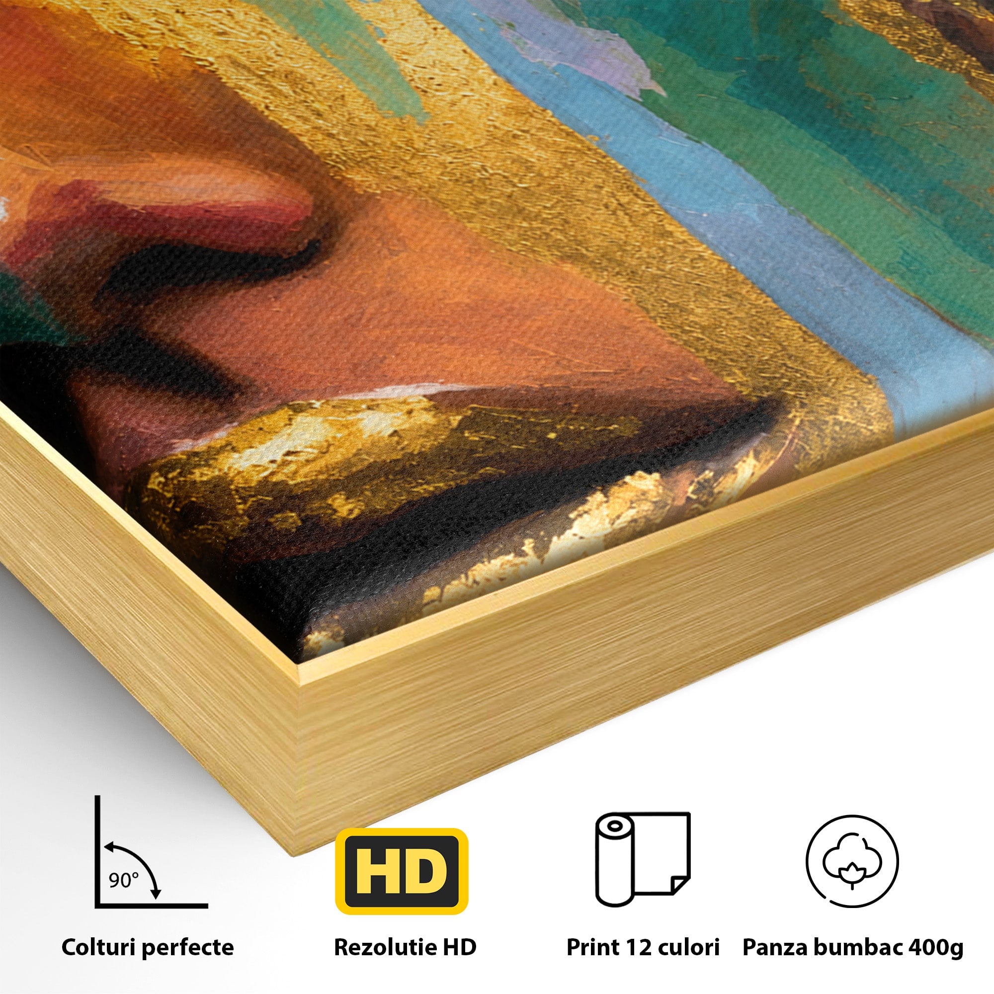 Tablou Canvas Premium LuxCanva® G1259, Chip De Femeie Aurit, Femeie, Portret, Arta Abstracta, Eleganta, Auriu, Dormitor, Birou, Culori Vibrante
