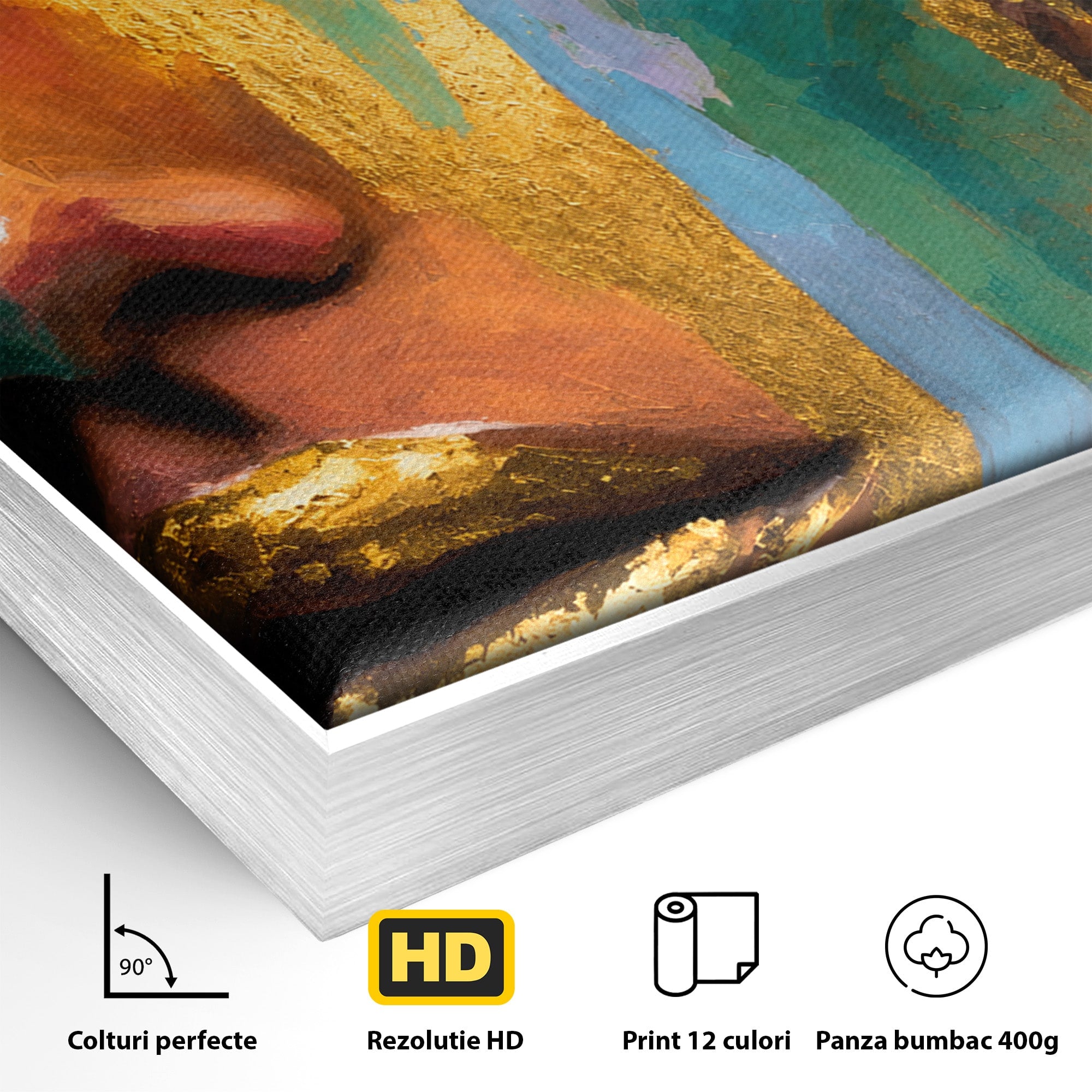 Tablou Canvas Premium LuxCanva® G1259, Chip De Femeie Aurit, Femeie, Portret, Arta Abstracta, Eleganta, Auriu, Dormitor, Birou, Culori Vibrante