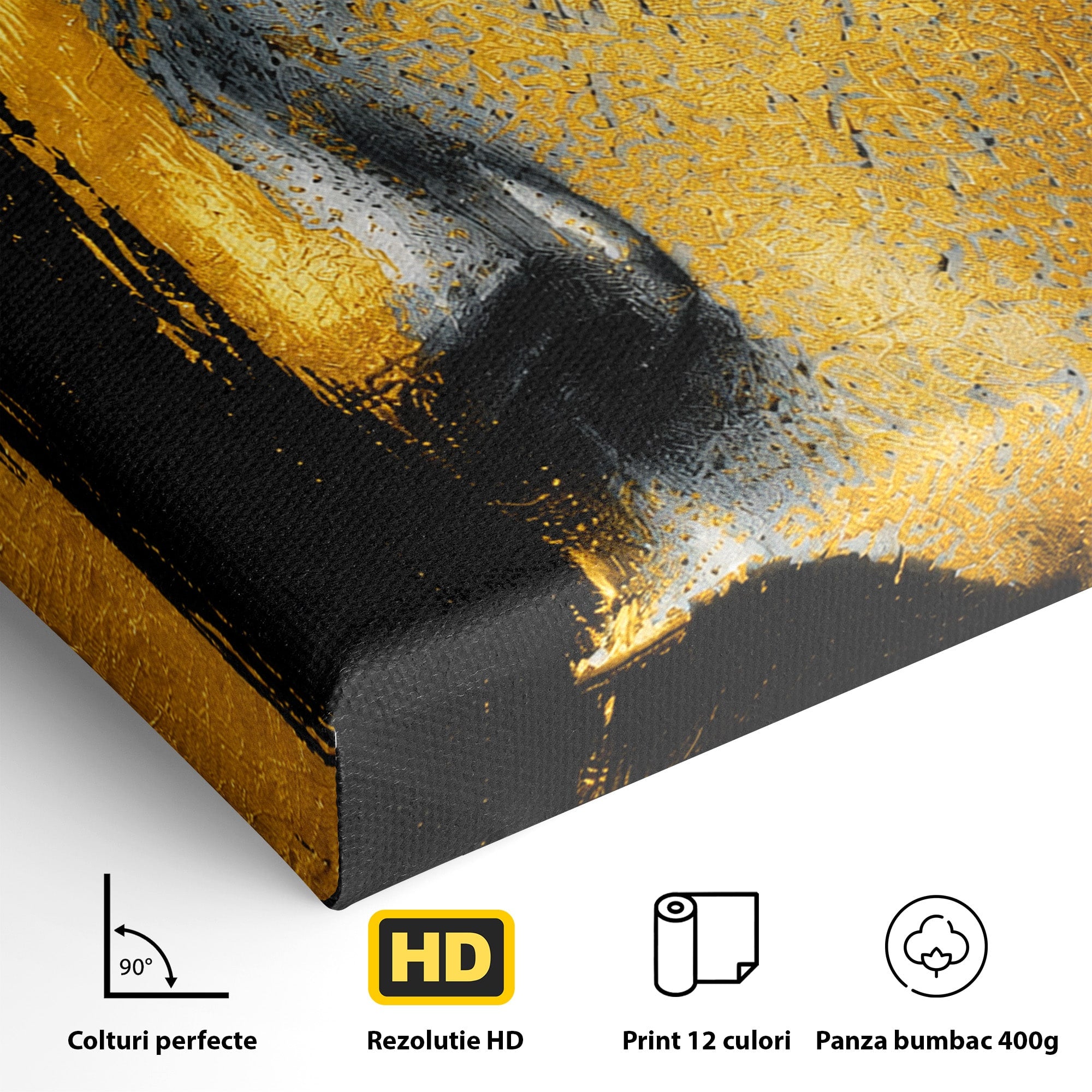 Tablou Canvas Premium LuxCanva® G1260, Privire Aurie, Portret, Fata, Arta Abstracta, Mister, Dormitor, Culori Vibrante