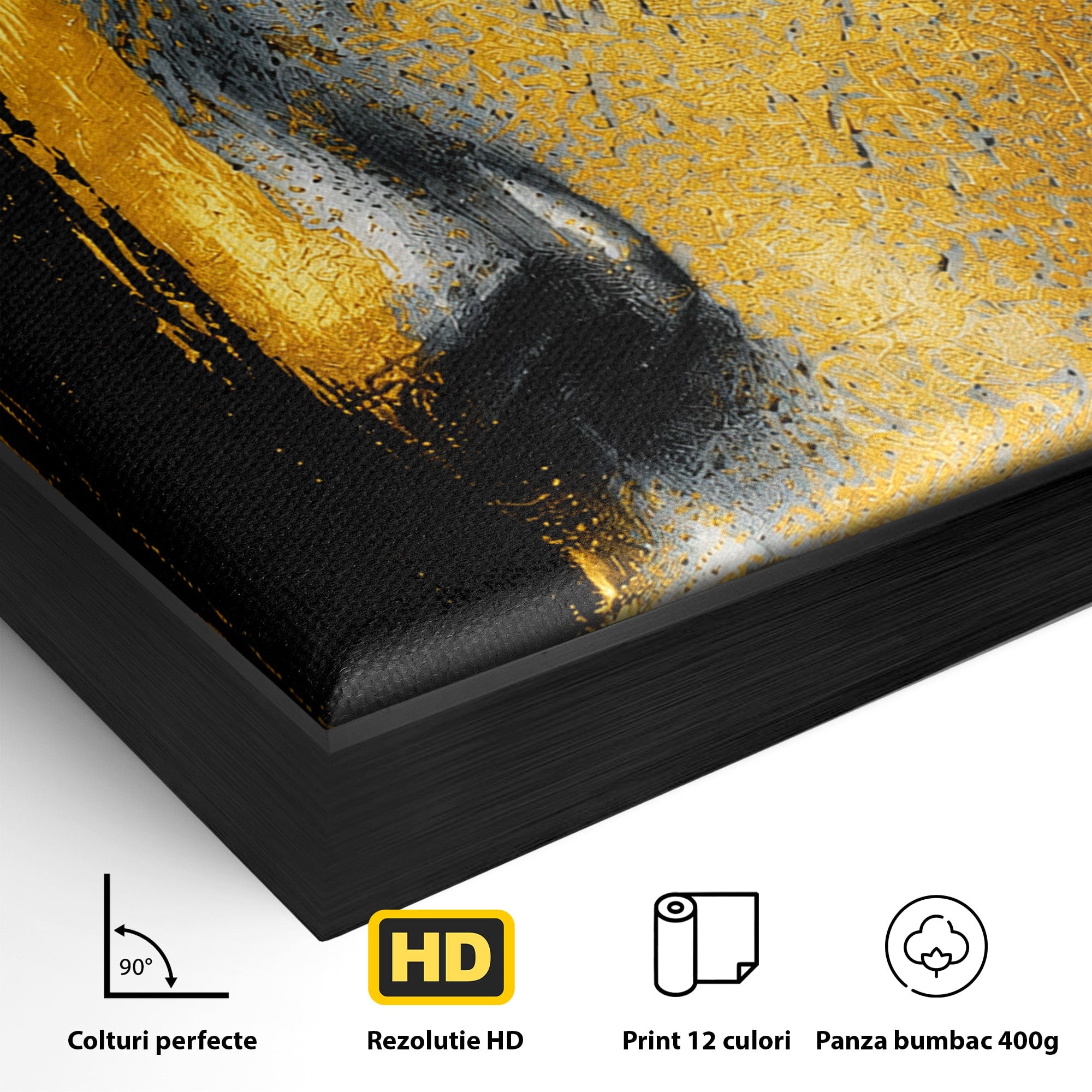 Tablou Canvas Premium LuxCanva® G1260, Privire Aurie, Portret, Fata, Arta Abstracta, Mister, Dormitor, Culori Vibrante