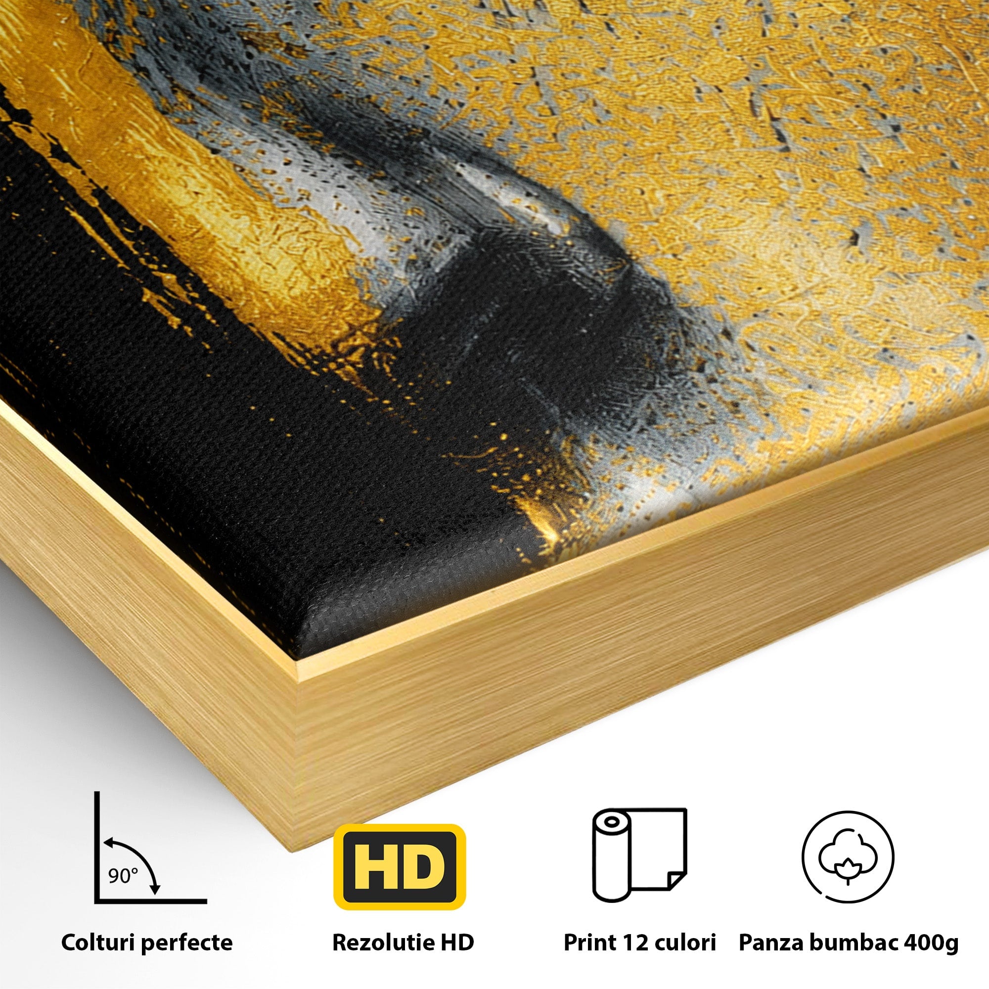 Tablou Canvas Premium LuxCanva® G1260, Privire Aurie, Portret, Fata, Arta Abstracta, Mister, Dormitor, Culori Vibrante