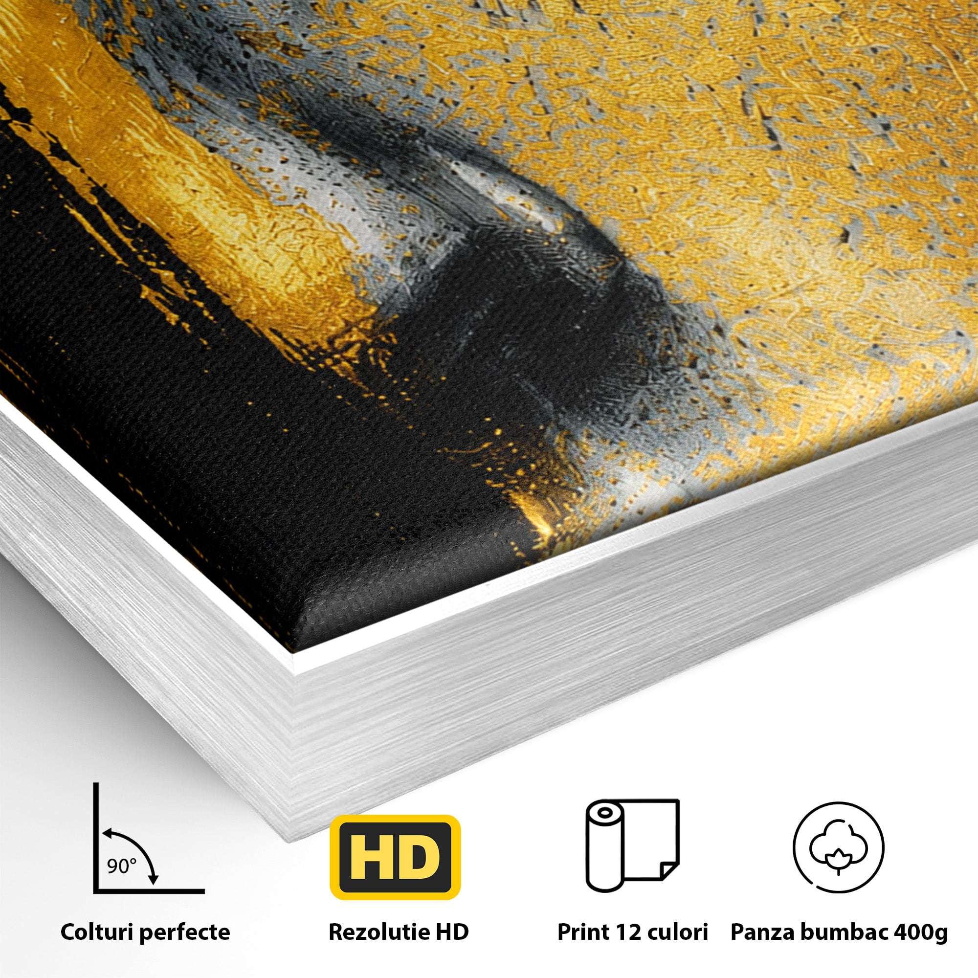 Tablou Canvas Premium LuxCanva® G1260, Privire Aurie, Portret, Fata, Arta Abstracta, Mister, Dormitor, Culori Vibrante