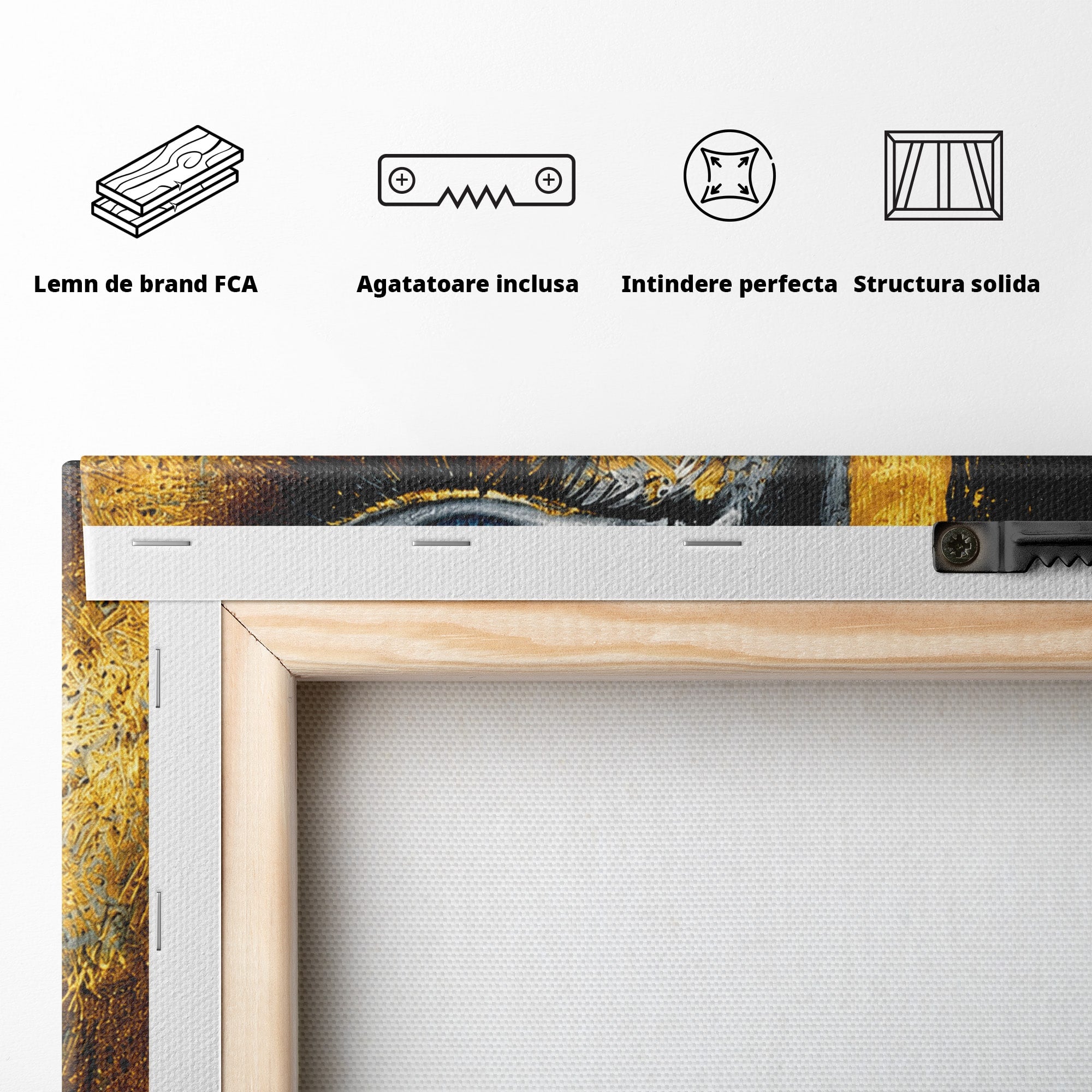 Tablou Canvas Premium LuxCanva® G1260, Privire Aurie, Portret, Fata, Arta Abstracta, Mister, Dormitor, Culori Vibrante