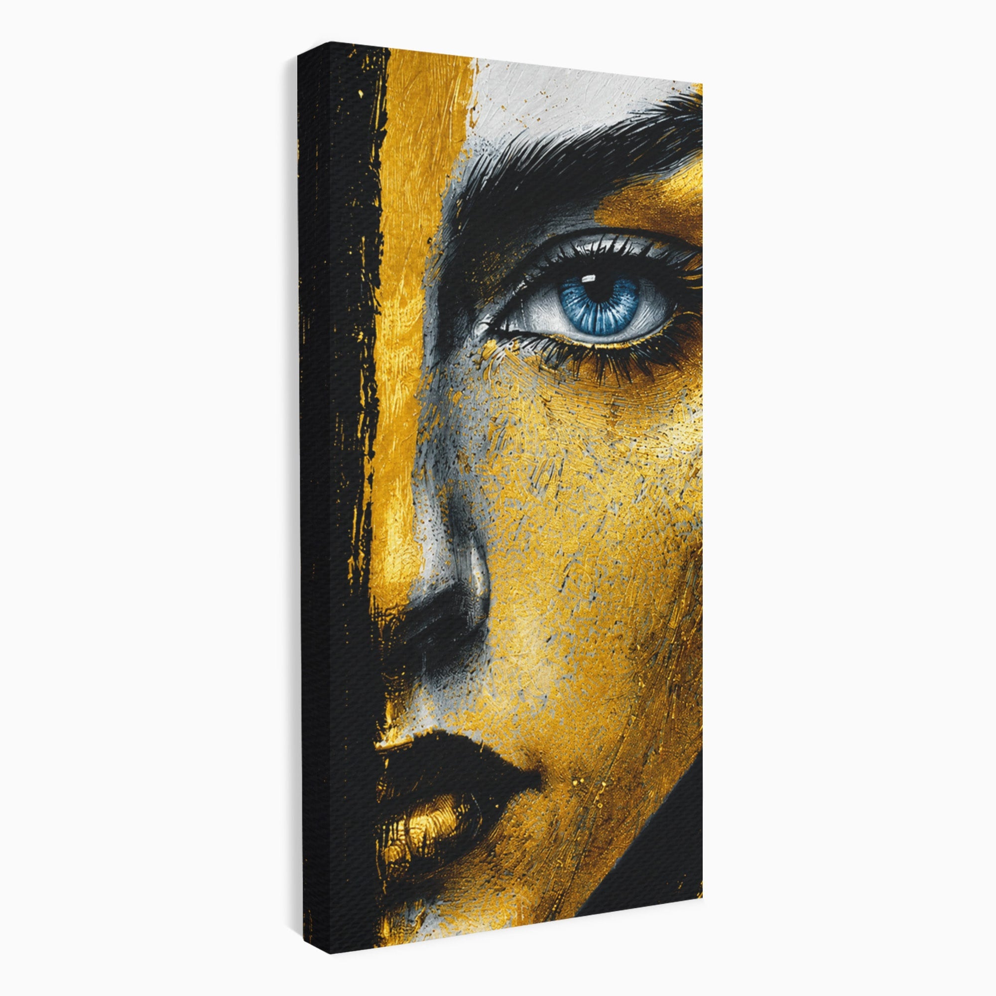 Tablou Canvas Premium LuxCanva® G1260, Privire Aurie, Portret, Fata, Arta Abstracta, Mister, Dormitor, Culori Vibrante
