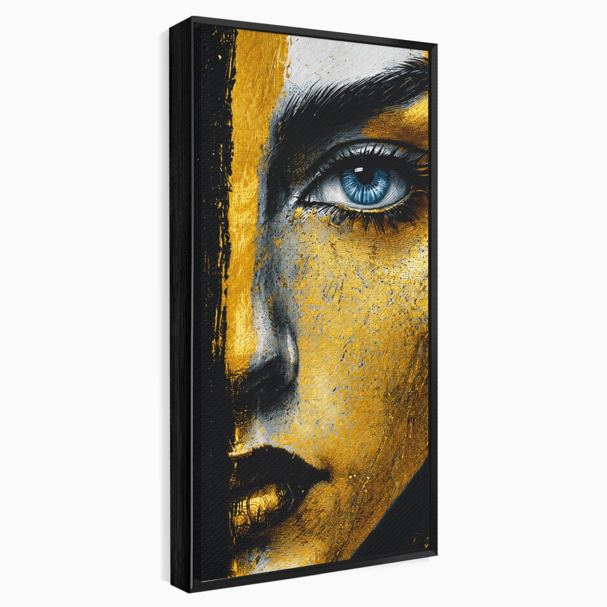 Tablou Canvas Premium LuxCanva® G1260, Privire Aurie, Portret, Fata, Arta Abstracta, Mister, Dormitor, Culori Vibrante