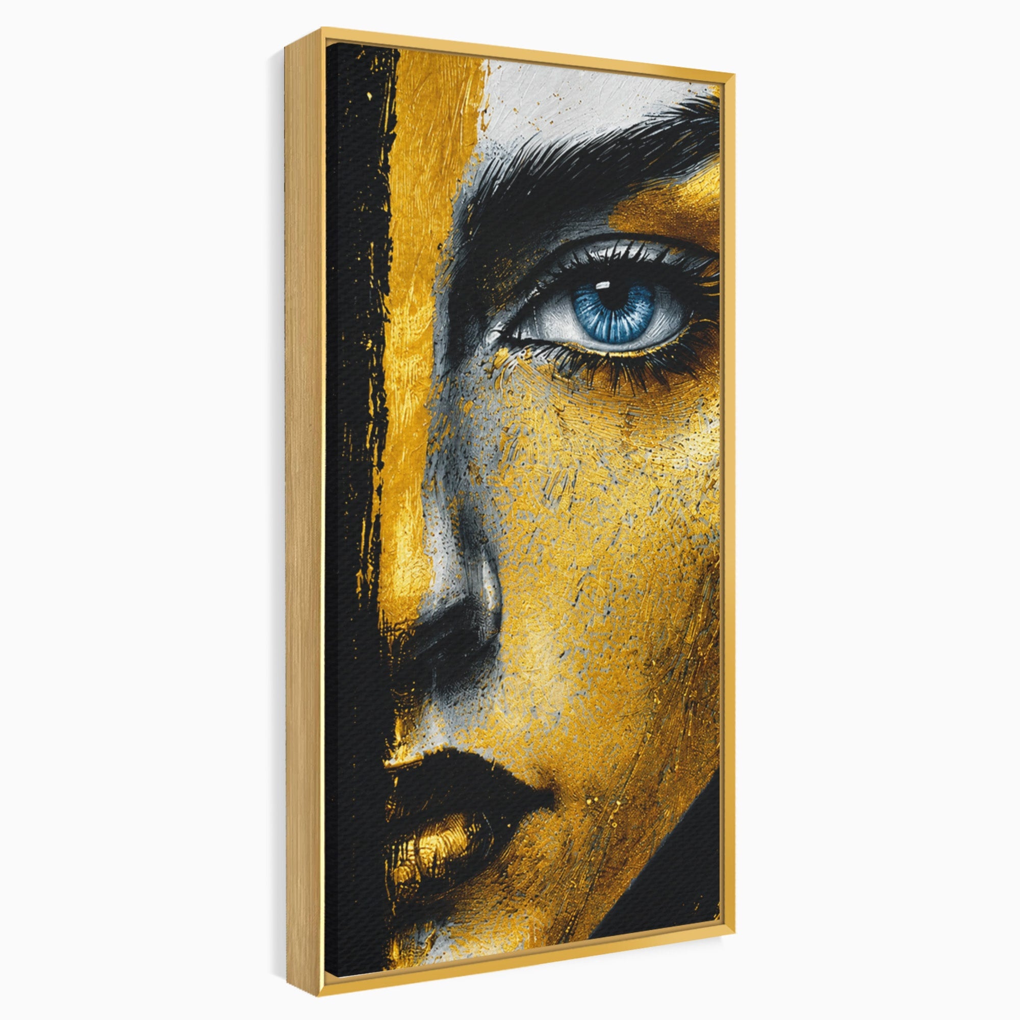 Tablou Canvas Premium LuxCanva® G1260, Privire Aurie, Portret, Fata, Arta Abstracta, Mister, Dormitor, Culori Vibrante