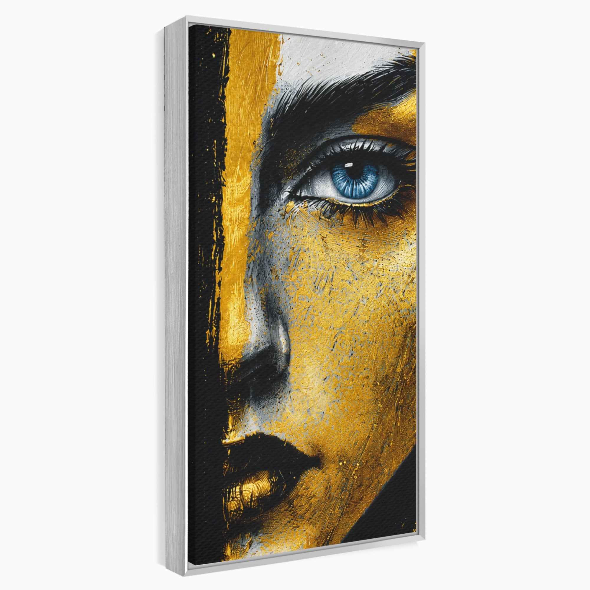 Tablou Canvas Premium LuxCanva® G1260, Privire Aurie, Portret, Fata, Arta Abstracta, Mister, Dormitor, Culori Vibrante