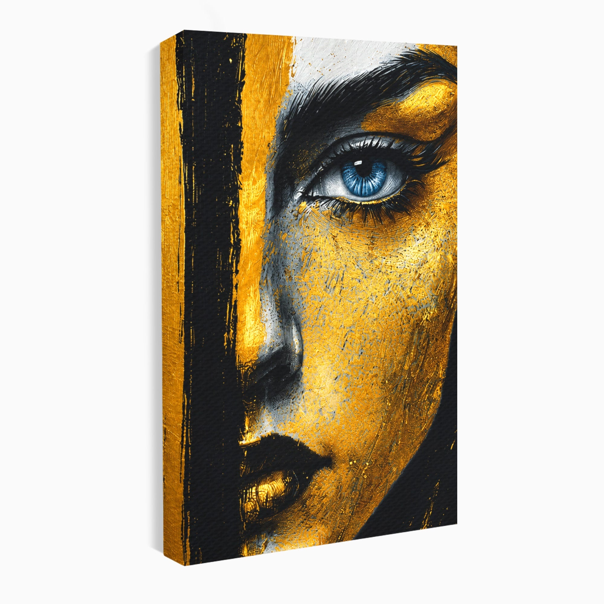 Tablou Canvas Premium LuxCanva® G1260, Privire Aurie, Portret, Fata, Arta Abstracta, Mister, Dormitor, Culori Vibrante