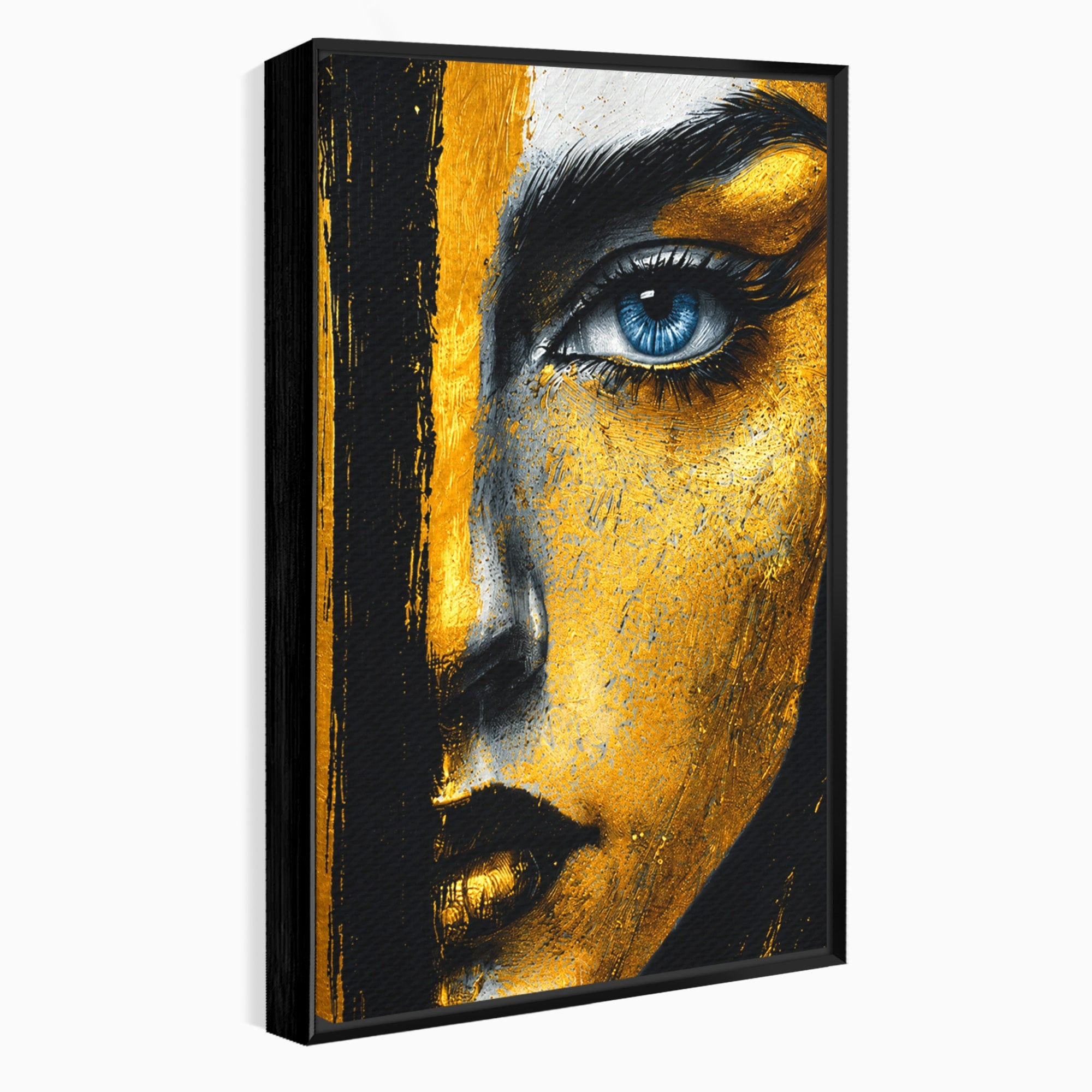 Tablou Canvas Premium LuxCanva® G1260, Privire Aurie, Portret, Fata, Arta Abstracta, Mister, Dormitor, Culori Vibrante