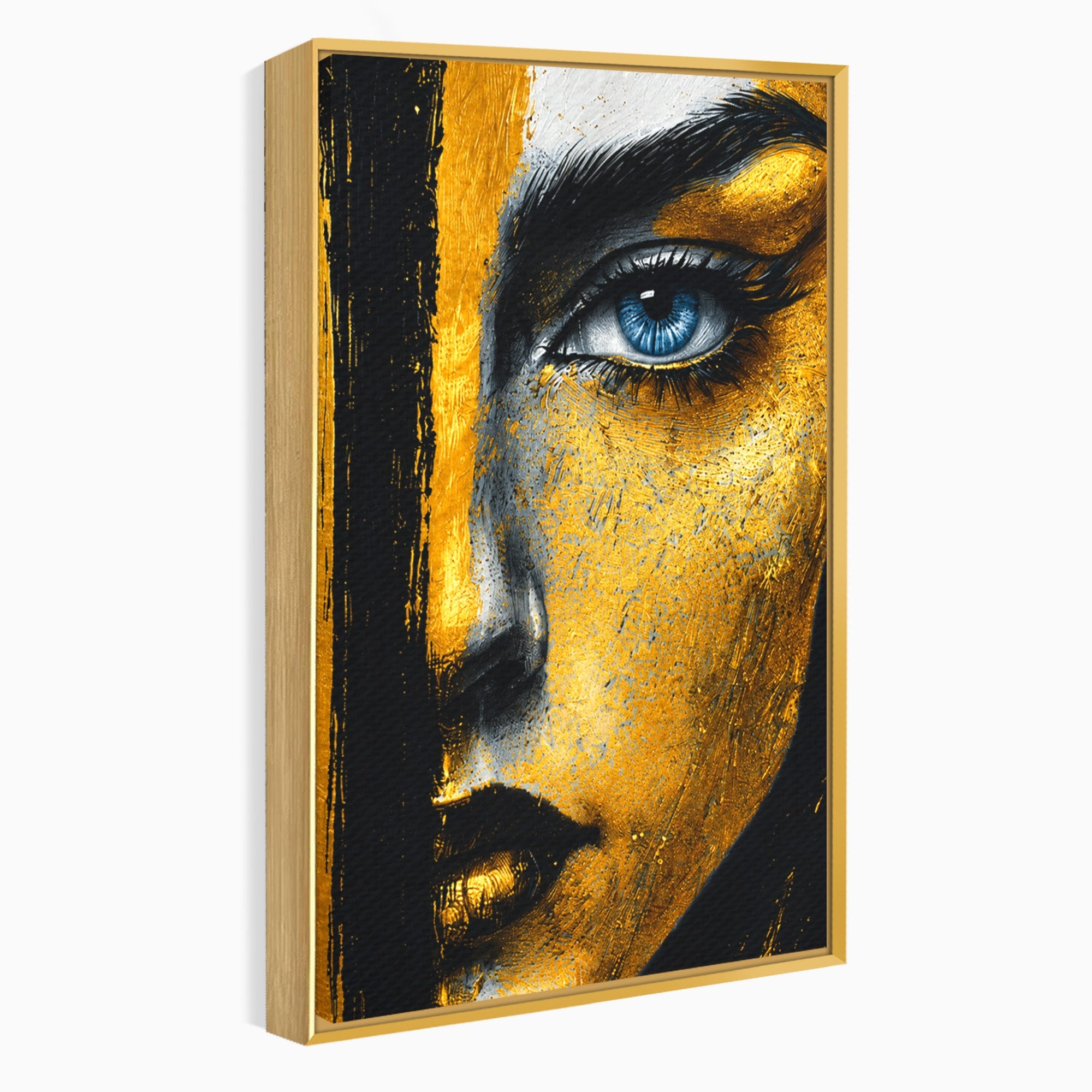 Tablou Canvas Premium LuxCanva® G1260, Privire Aurie, Portret, Fata, Arta Abstracta, Mister, Dormitor, Culori Vibrante