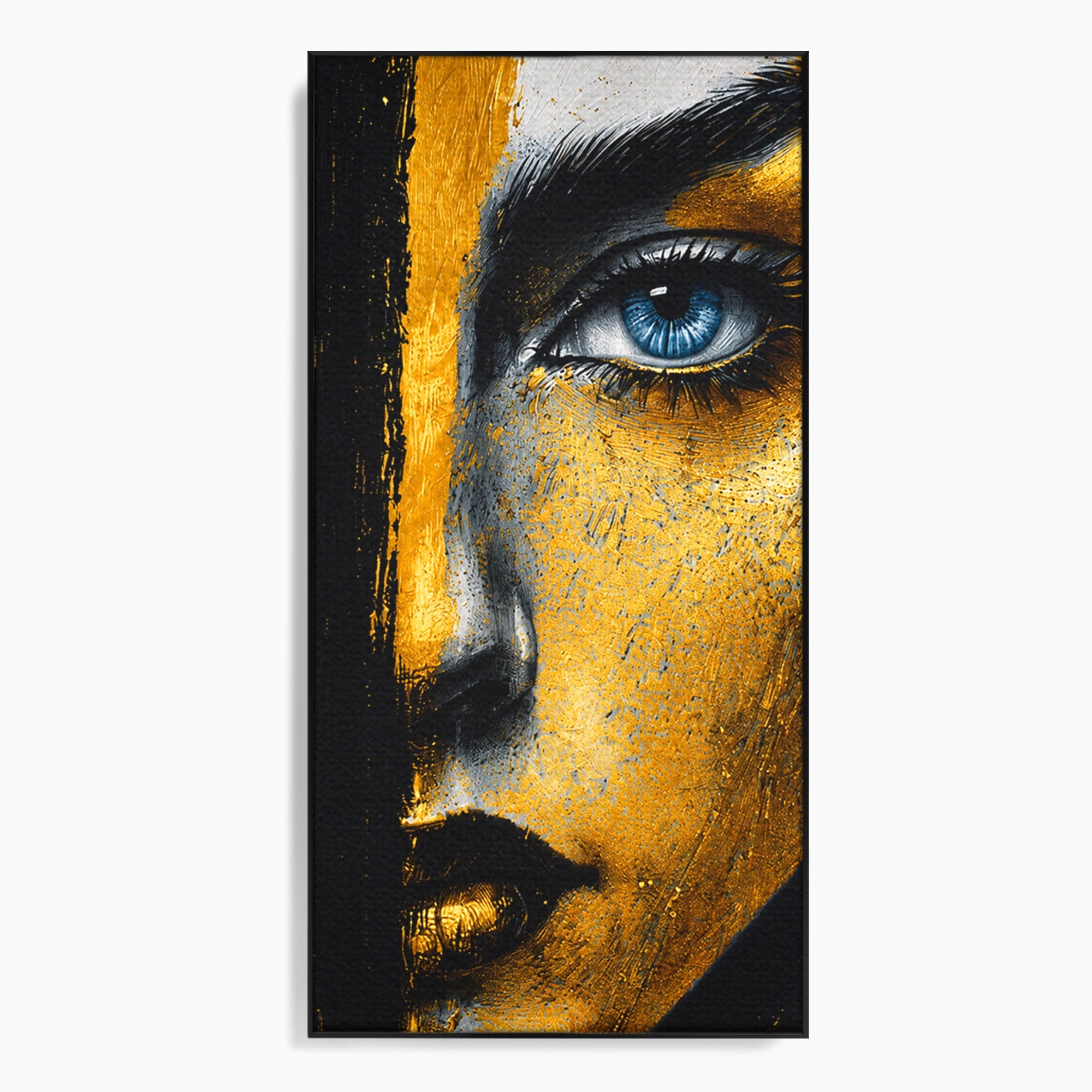 Tablou Canvas Premium LuxCanva® G1260, Privire Aurie, Portret, Fata, Arta Abstracta, Mister, Dormitor, Culori Vibrante