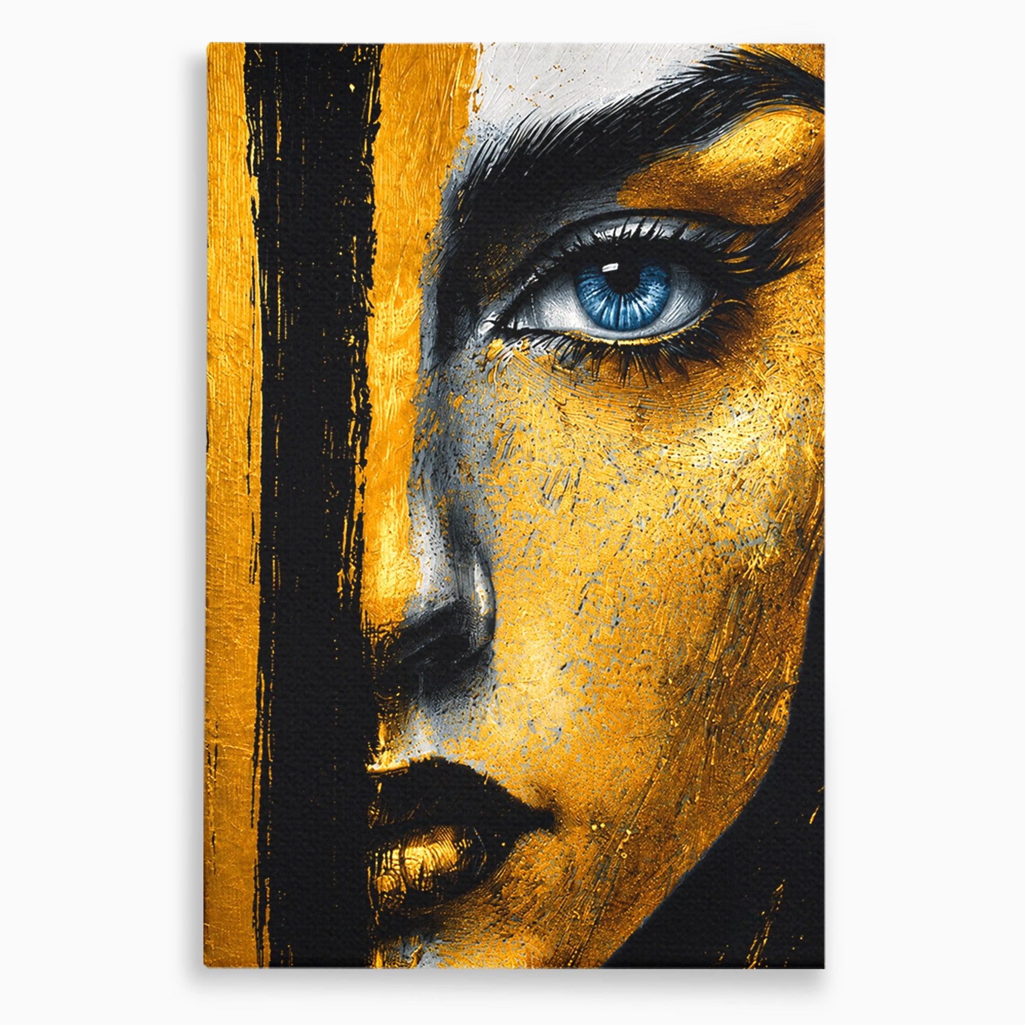 Tablou Canvas Premium LuxCanva® G1260, Privire Aurie, Portret, Fata, Arta Abstracta, Mister, Dormitor, Culori Vibrante
