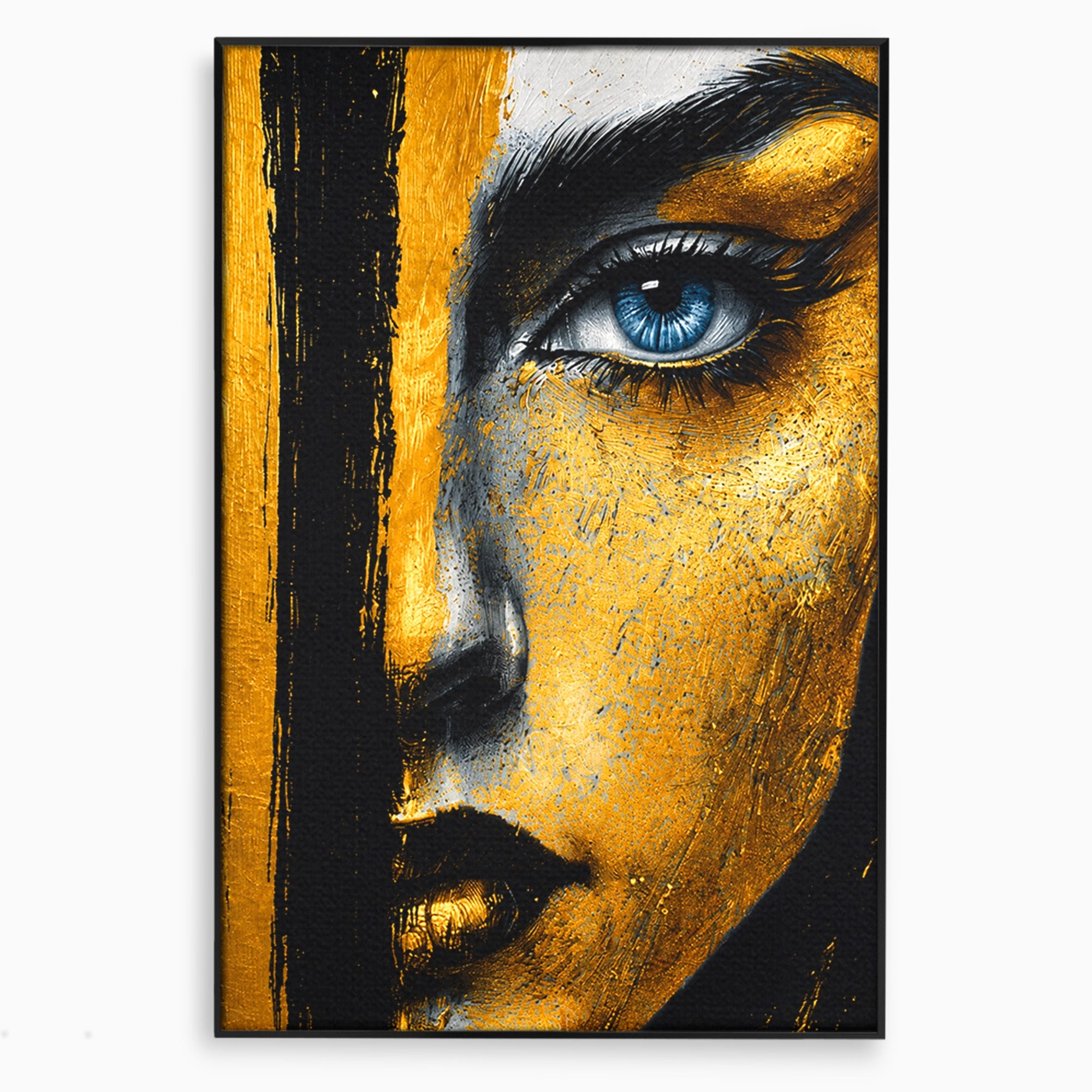 Tablou Canvas Premium LuxCanva® G1260, Privire Aurie, Portret, Fata, Arta Abstracta, Mister, Dormitor, Culori Vibrante