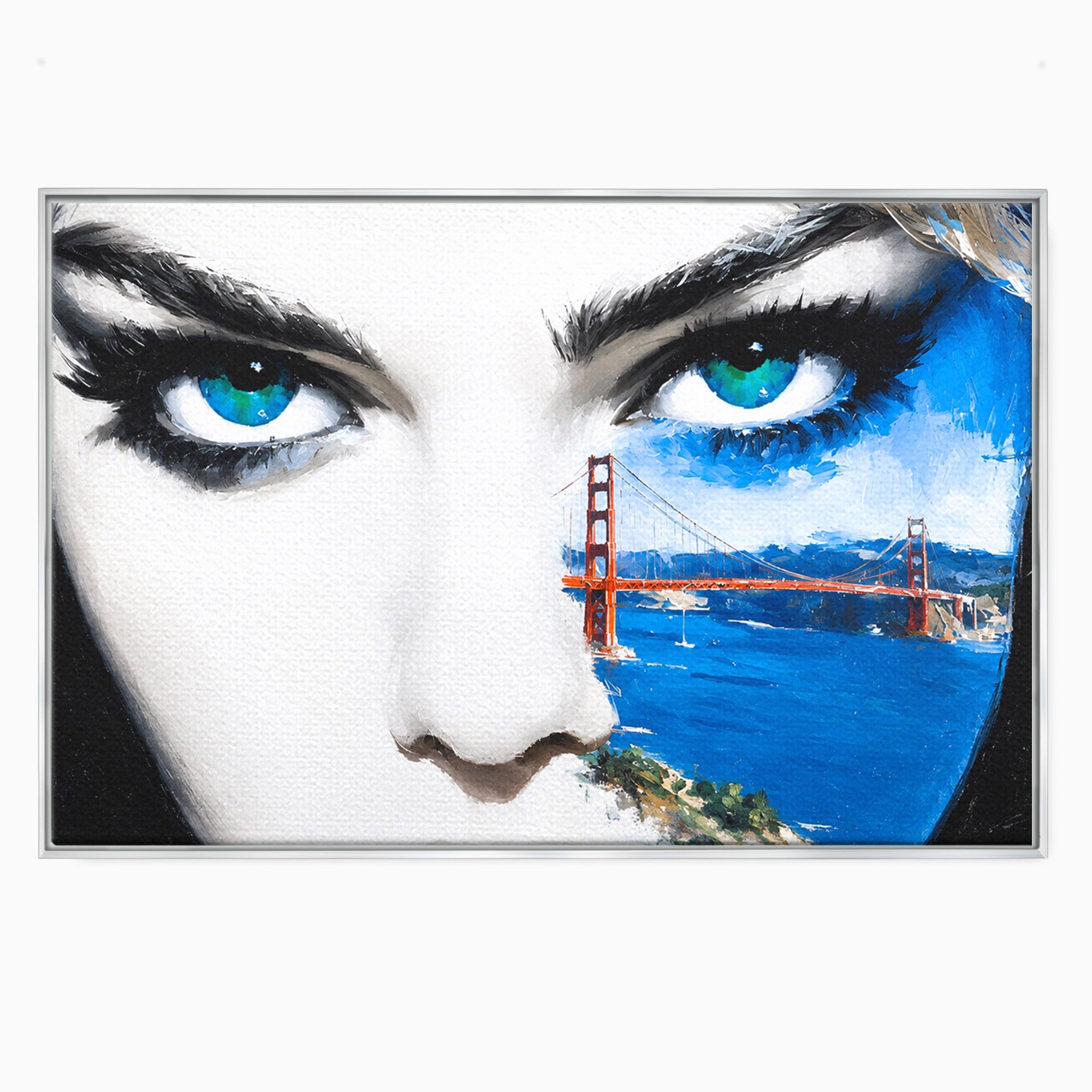 Tablou Canvas Premium LuxCanva® G1262, Privirea Podului, Portret, Pod, Femeie, Modern, Living, Culori Vibrante
