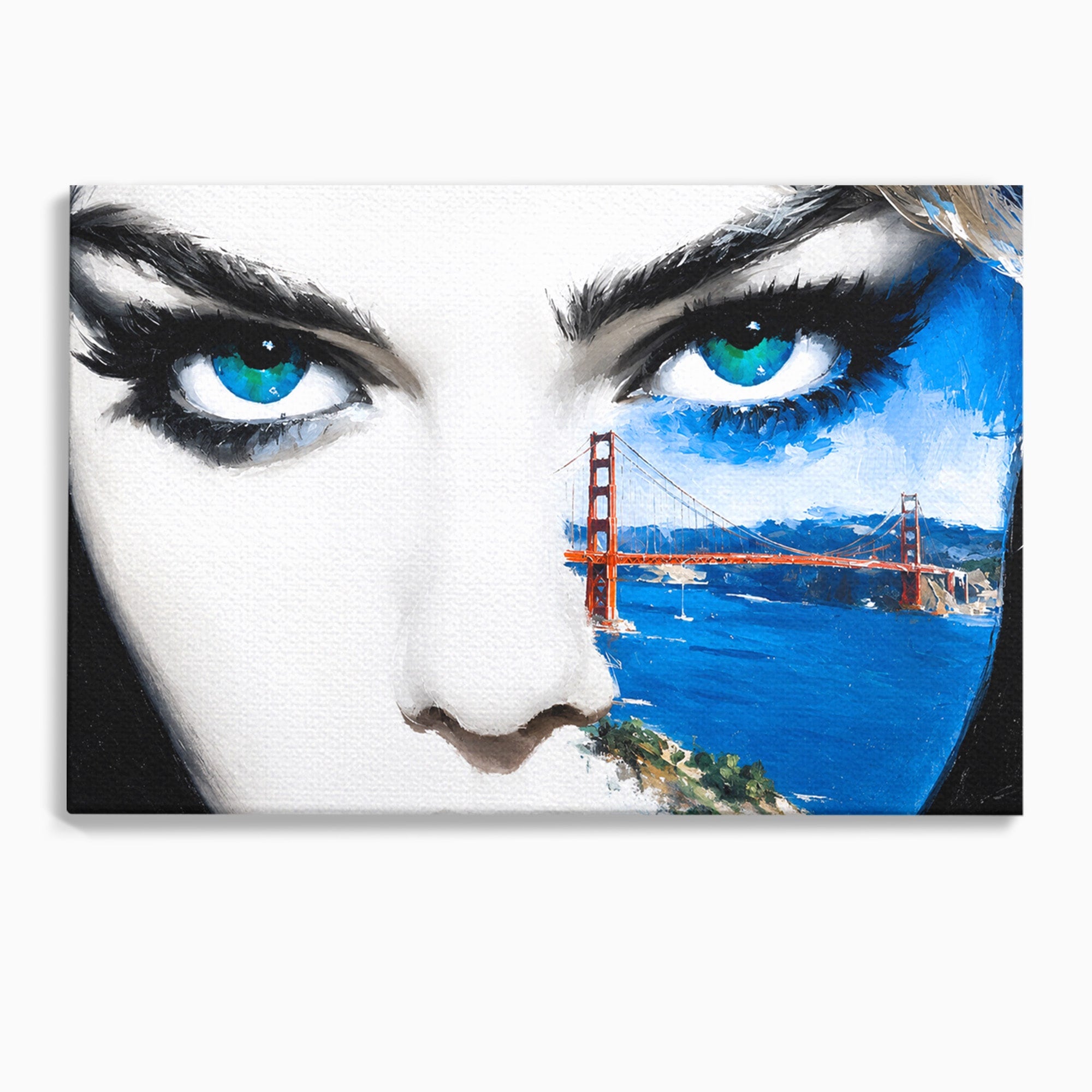 Tablou Canvas Premium LuxCanva® G1262, Privirea Podului, Portret, Pod, Femeie, Modern, Living, Culori Vibrante