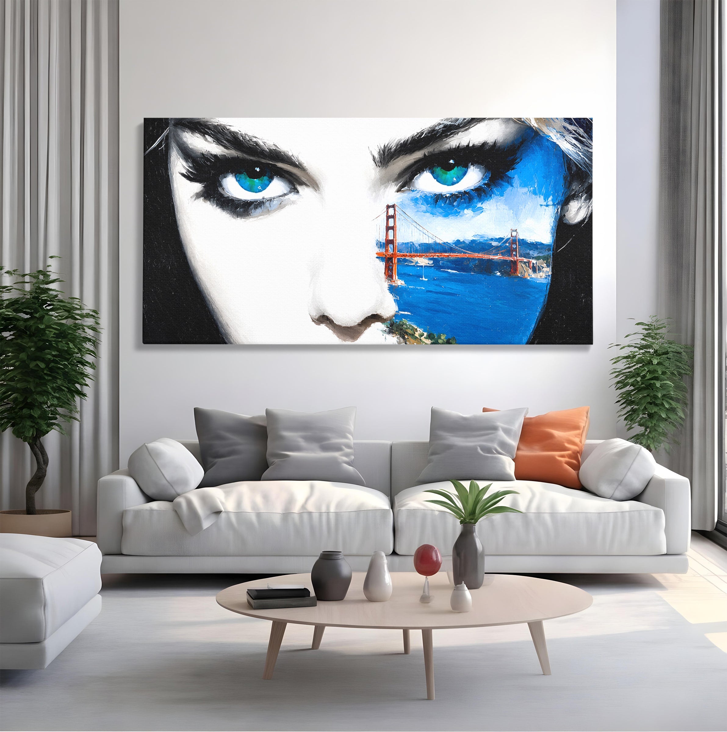 Tablou Canvas Premium LuxCanva® G1262, Privirea Podului, Portret, Pod, Femeie, Modern, Living, Culori Vibrante