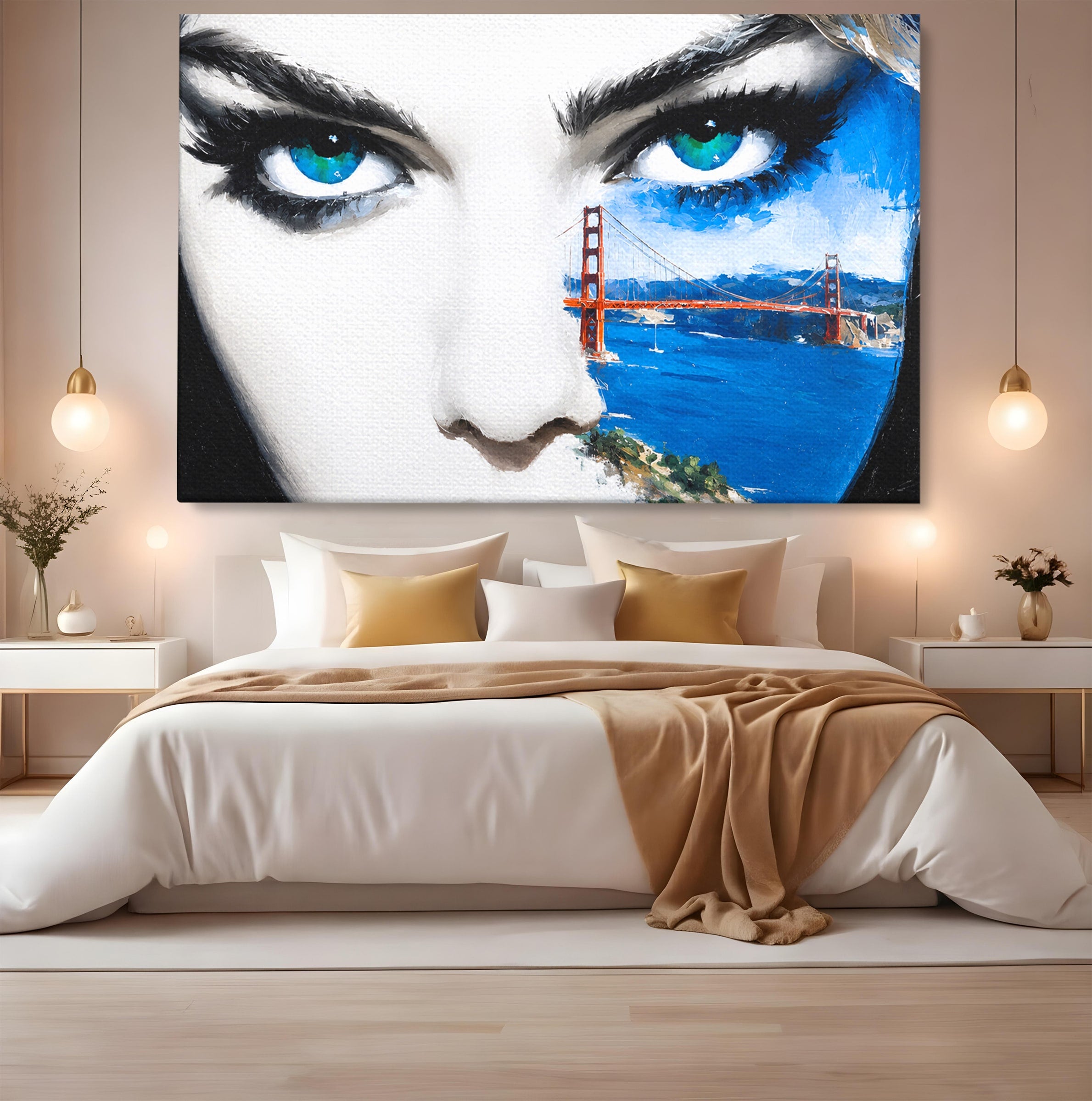 Tablou Canvas Premium LuxCanva® G1262, Privirea Podului, Portret, Pod, Femeie, Modern, Living, Culori Vibrante
