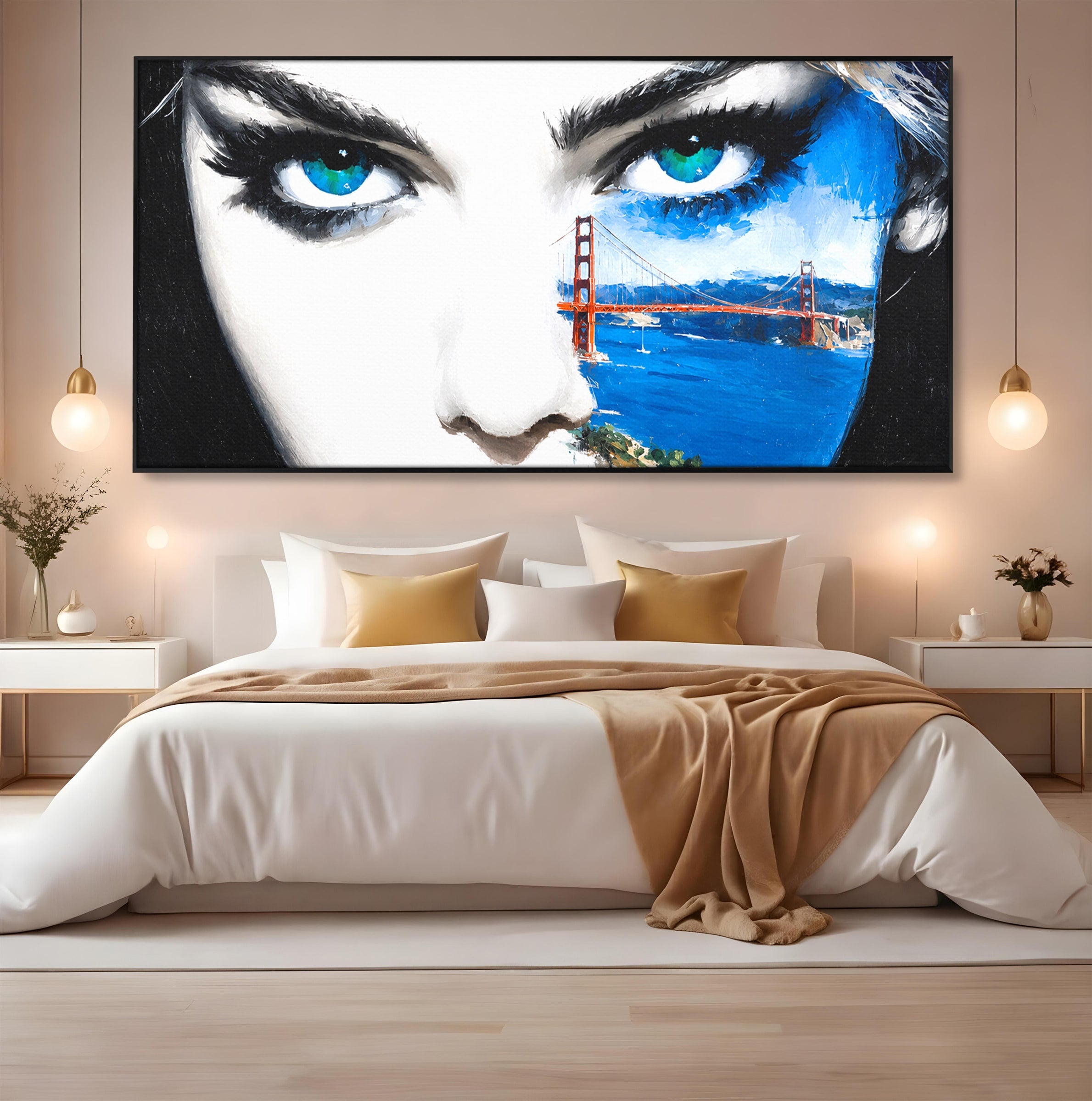 Tablou Canvas Premium LuxCanva® G1262, Privirea Podului, Portret, Pod, Femeie, Modern, Living, Culori Vibrante