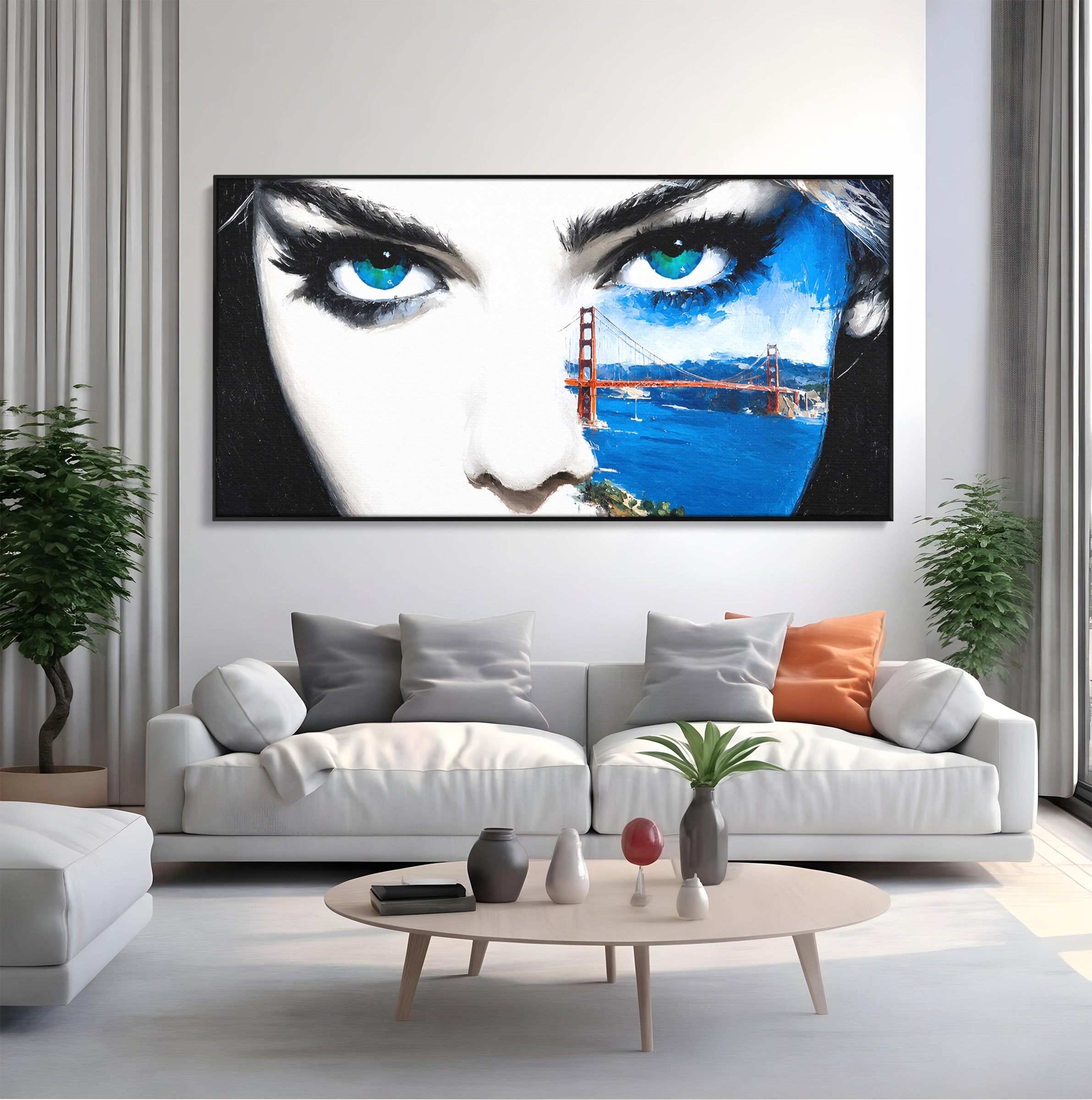 Tablou Canvas Premium LuxCanva® G1262, Privirea Podului, Portret, Pod, Femeie, Modern, Living, Culori Vibrante