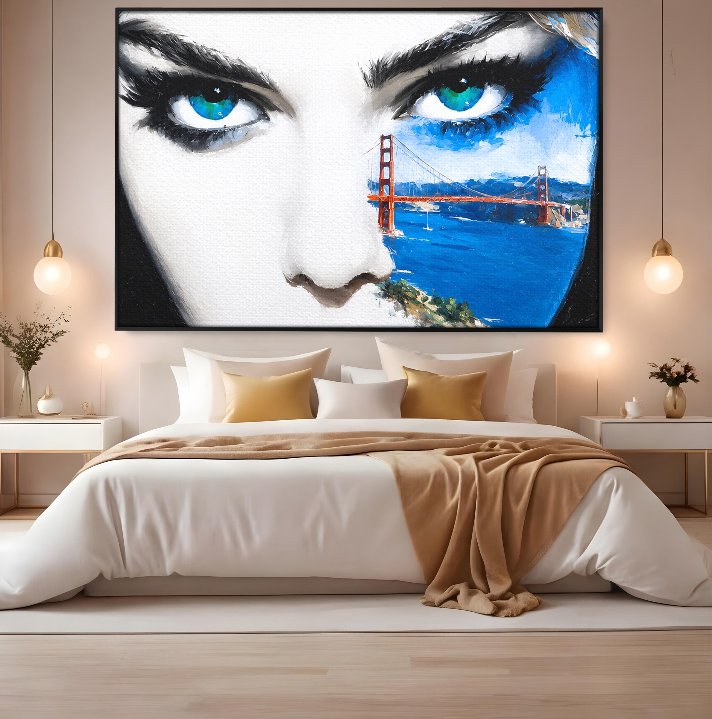 Tablou Canvas Premium LuxCanva® G1262, Privirea Podului, Portret, Pod, Femeie, Modern, Living, Culori Vibrante