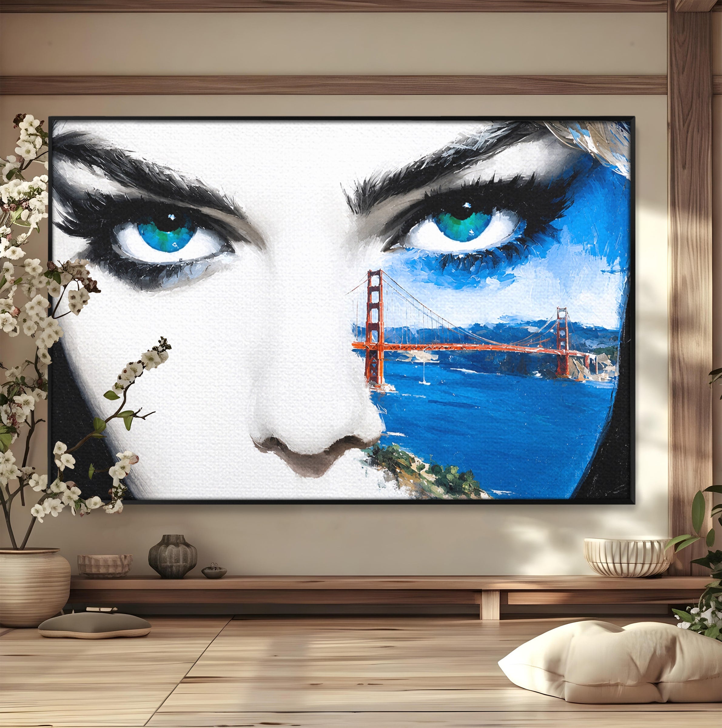 Tablou Canvas Premium LuxCanva® G1262, Privirea Podului, Portret, Pod, Femeie, Modern, Living, Culori Vibrante