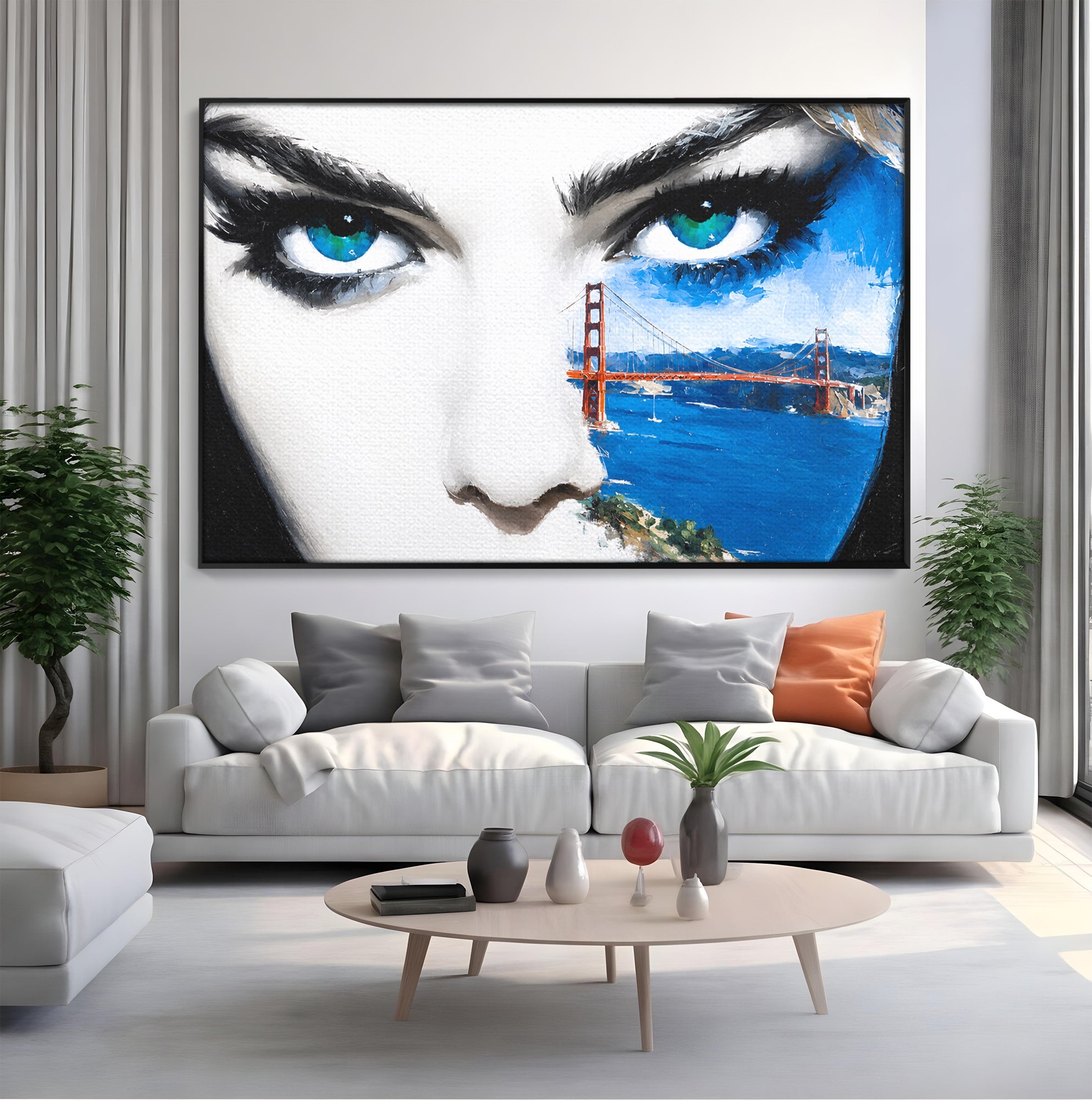 Tablou Canvas Premium LuxCanva® G1262, Privirea Podului, Portret, Pod, Femeie, Modern, Living, Culori Vibrante