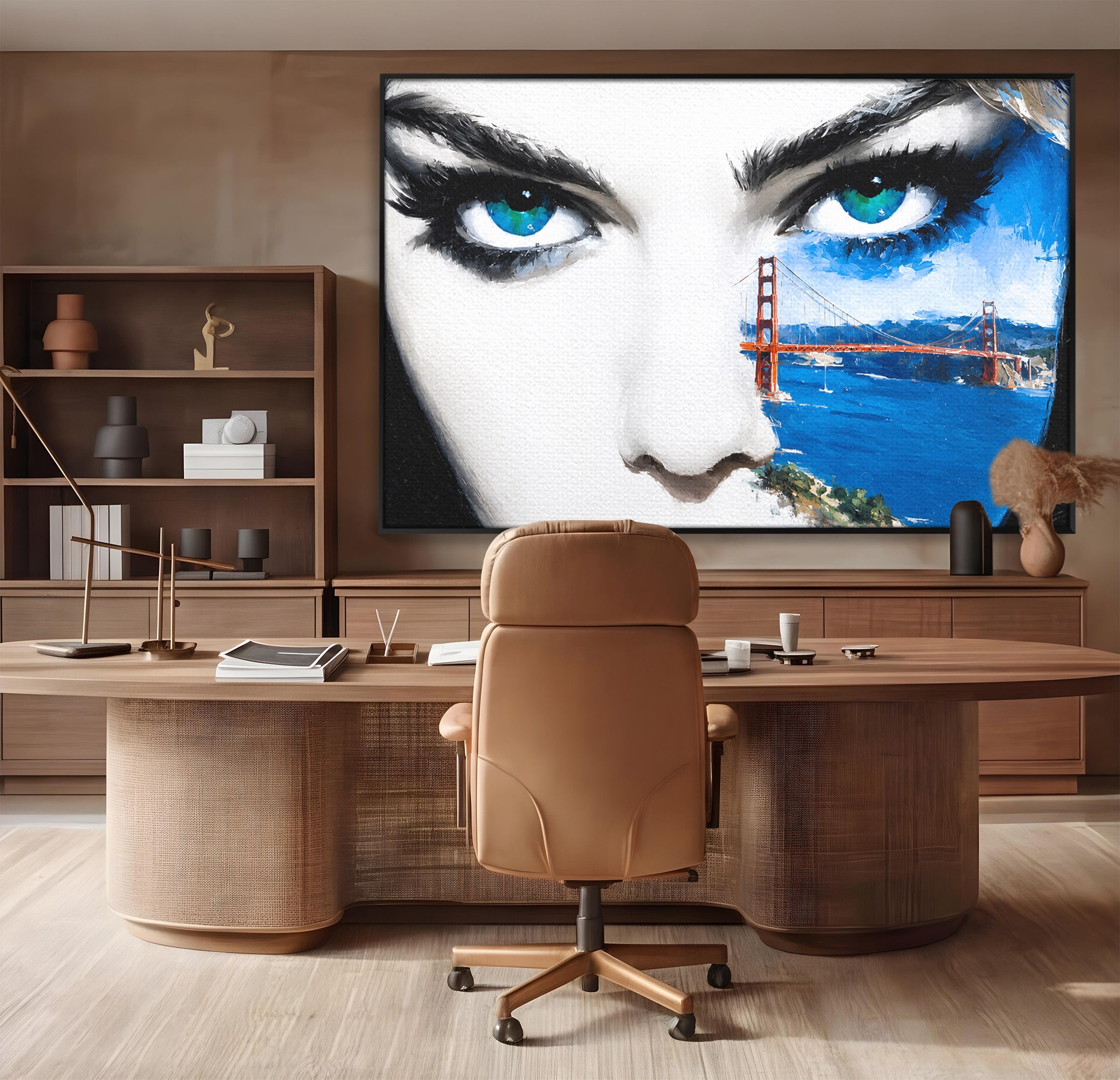 Tablou Canvas Premium LuxCanva® G1262, Privirea Podului, Portret, Pod, Femeie, Modern, Living, Culori Vibrante