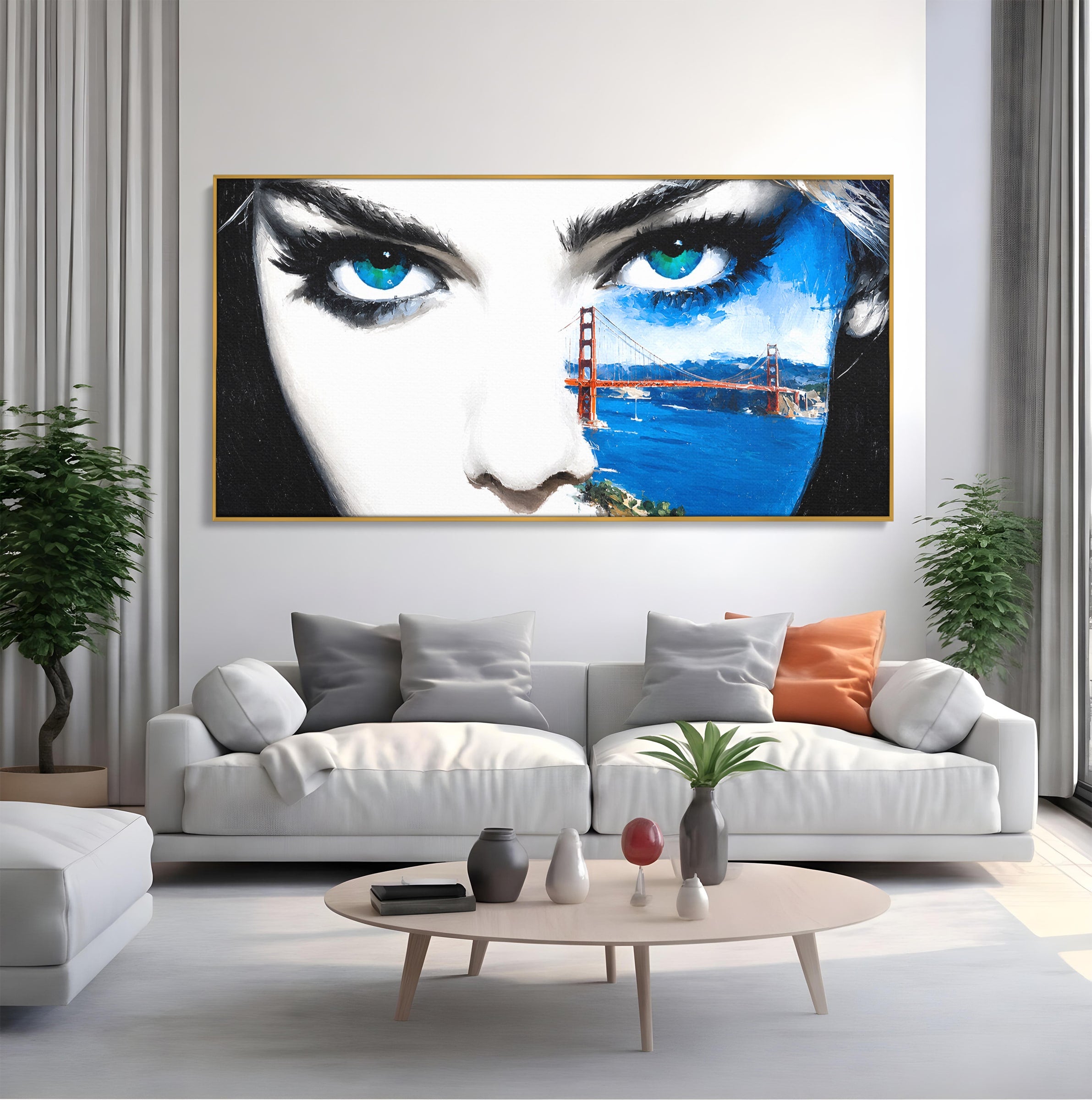 Tablou Canvas Premium LuxCanva® G1262, Privirea Podului, Portret, Pod, Femeie, Modern, Living, Culori Vibrante