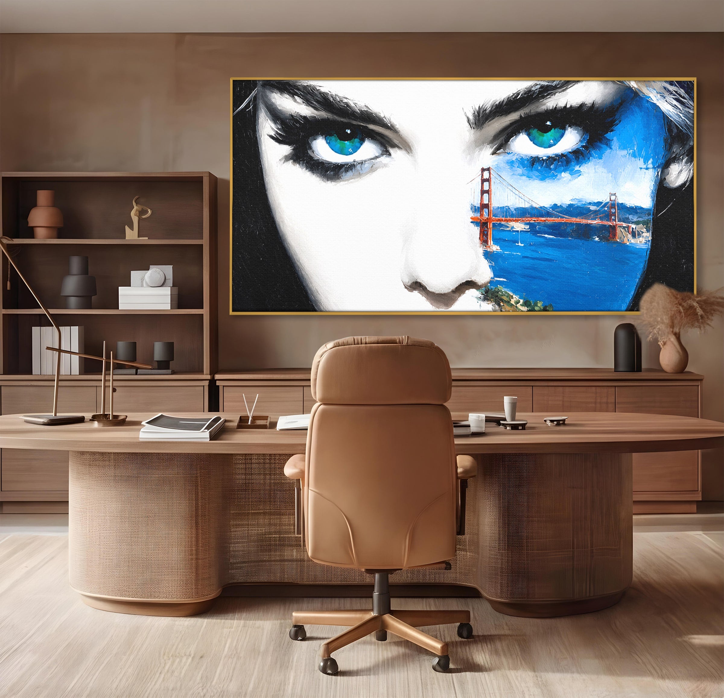 Tablou Canvas Premium LuxCanva® G1262, Privirea Podului, Portret, Pod, Femeie, Modern, Living, Culori Vibrante