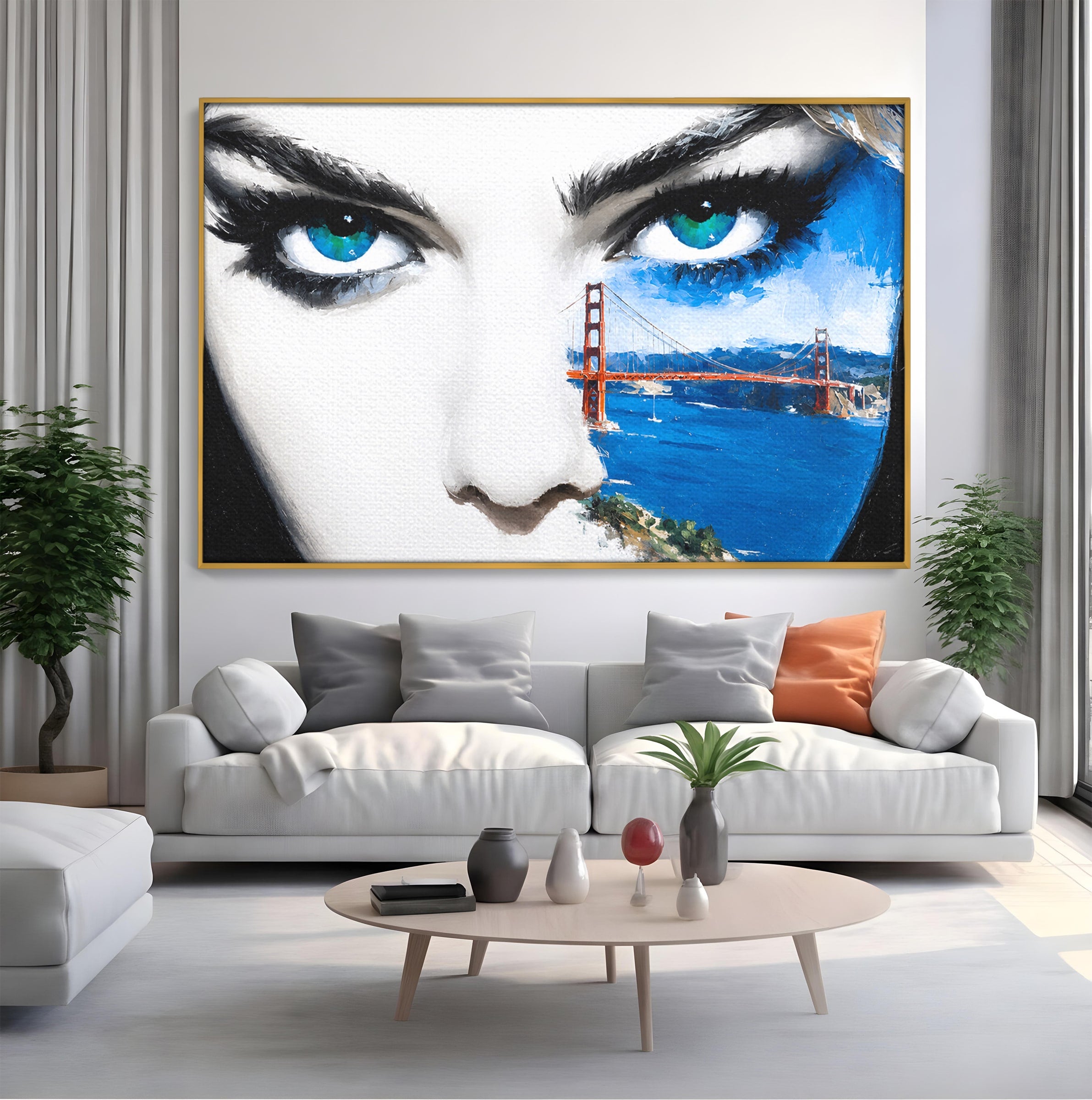 Tablou Canvas Premium LuxCanva® G1262, Privirea Podului, Portret, Pod, Femeie, Modern, Living, Culori Vibrante
