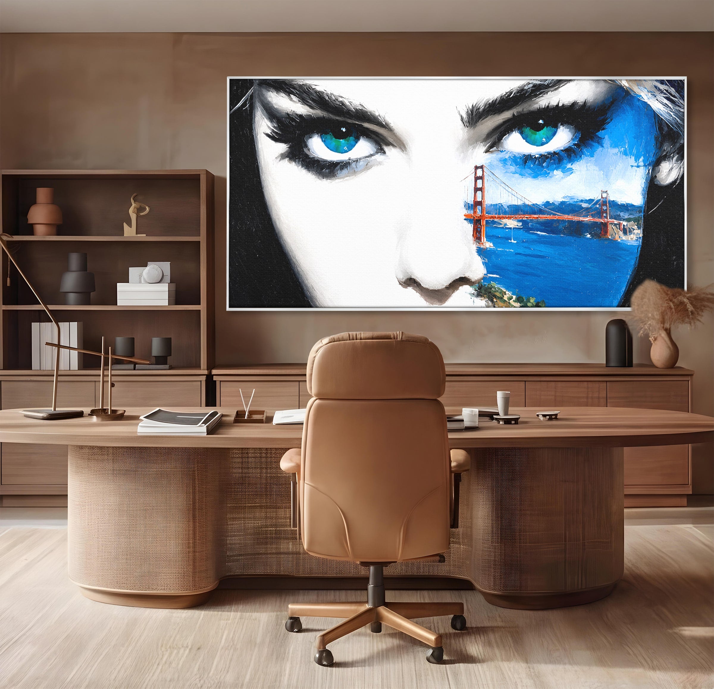 Tablou Canvas Premium LuxCanva® G1262, Privirea Podului, Portret, Pod, Femeie, Modern, Living, Culori Vibrante