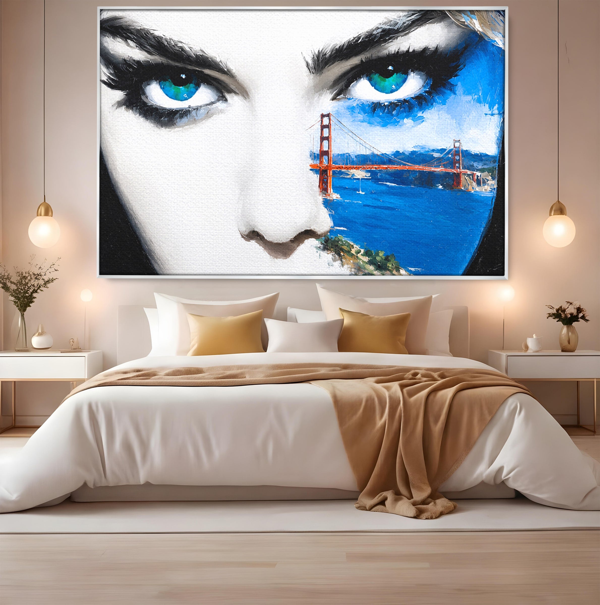Tablou Canvas Premium LuxCanva® G1262, Privirea Podului, Portret, Pod, Femeie, Modern, Living, Culori Vibrante