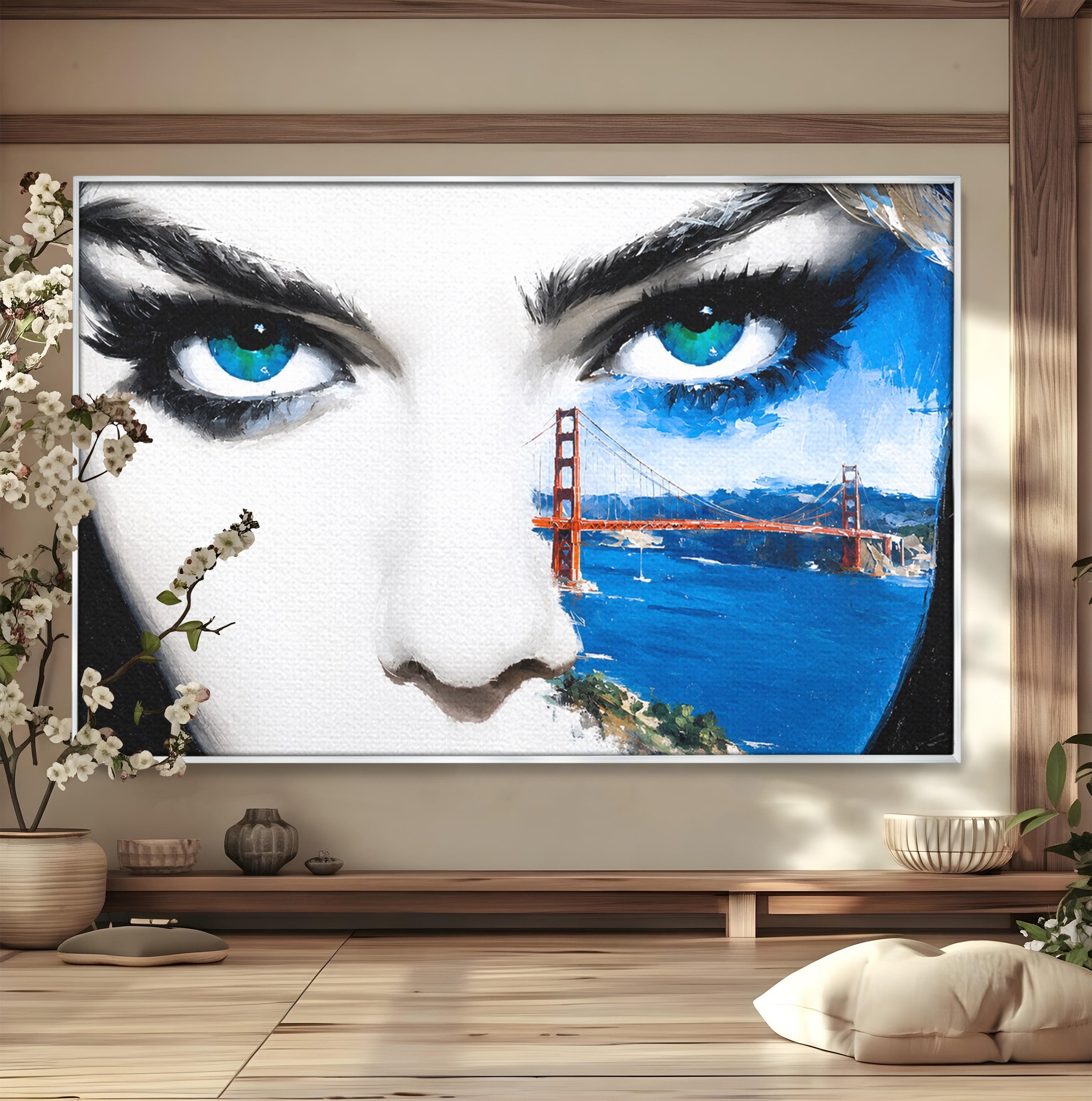 Tablou Canvas Premium LuxCanva® G1262, Privirea Podului, Portret, Pod, Femeie, Modern, Living, Culori Vibrante