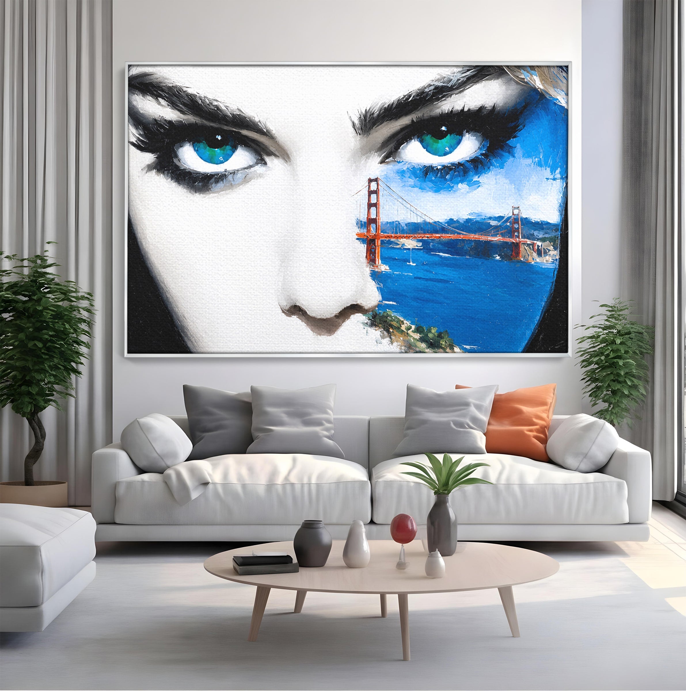 Tablou Canvas Premium LuxCanva® G1262, Privirea Podului, Portret, Pod, Femeie, Modern, Living, Culori Vibrante