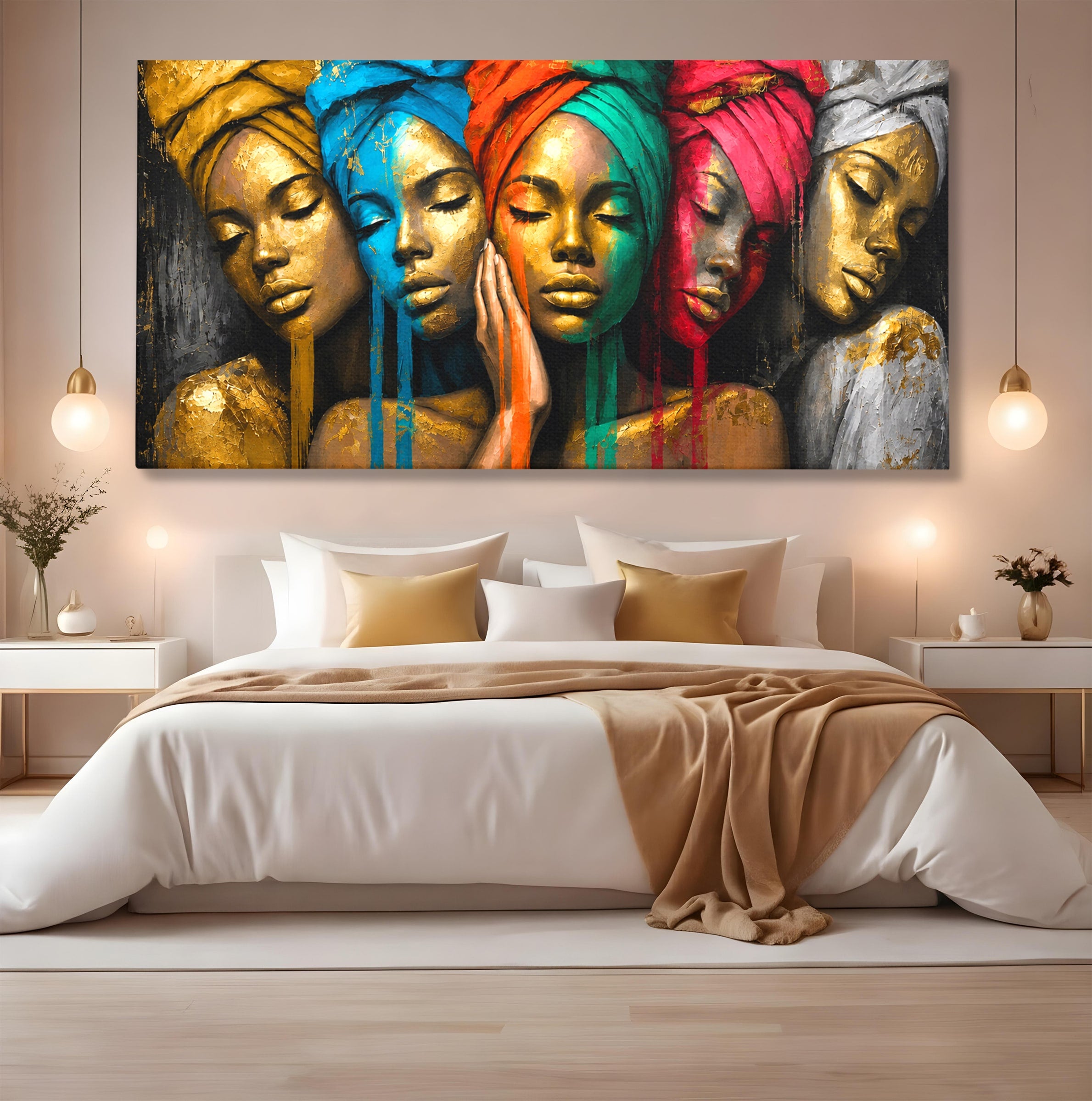 Tablou Canvas Premium LuxCanva® G1263, Frumusetea Diversitatii, Portret, Femei, Arta Abstracta, Dormitor, Living, Culori Vibrante