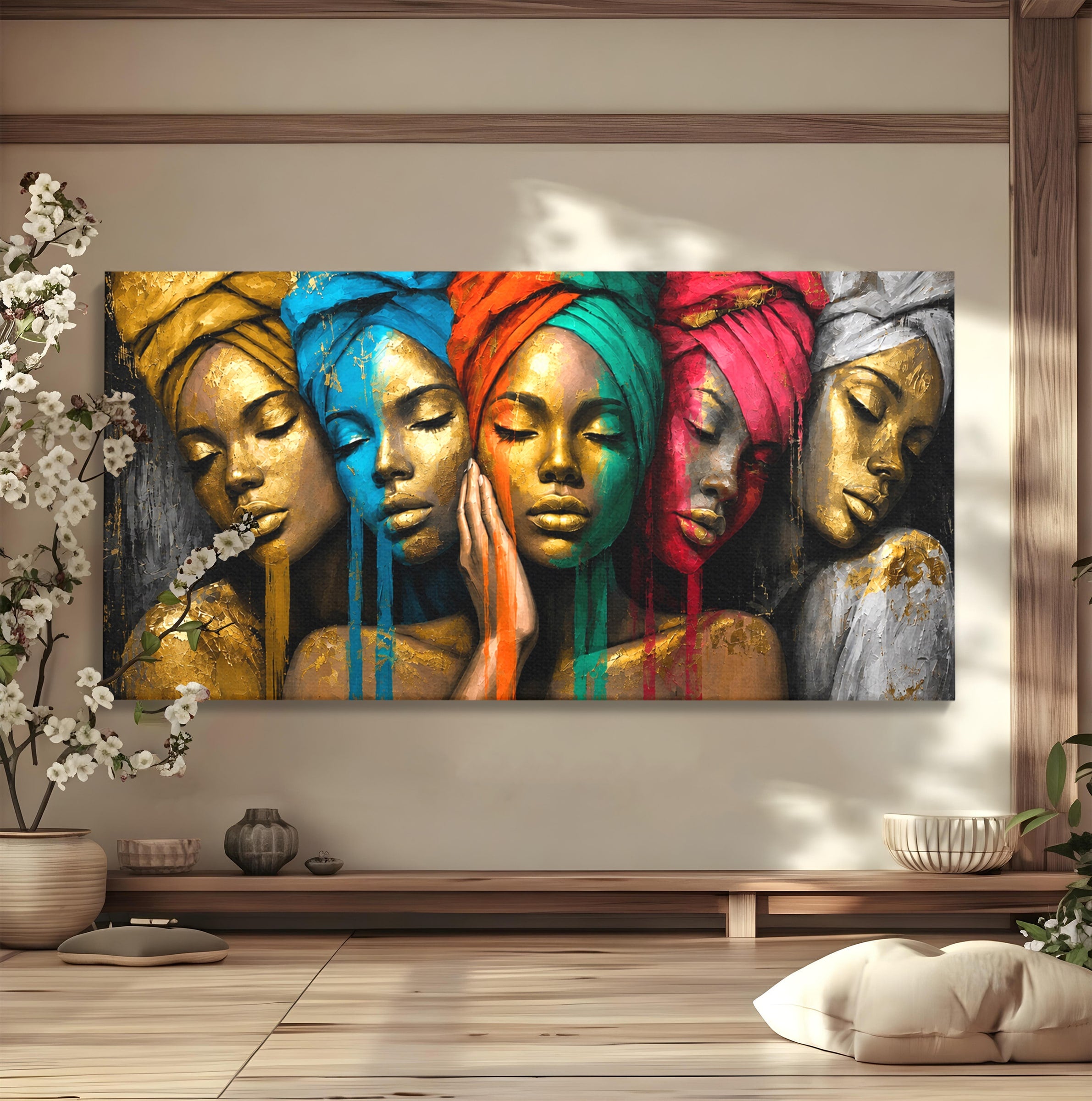 Tablou Canvas Premium LuxCanva® G1263, Frumusetea Diversitatii, Portret, Femei, Arta Abstracta, Dormitor, Living, Culori Vibrante