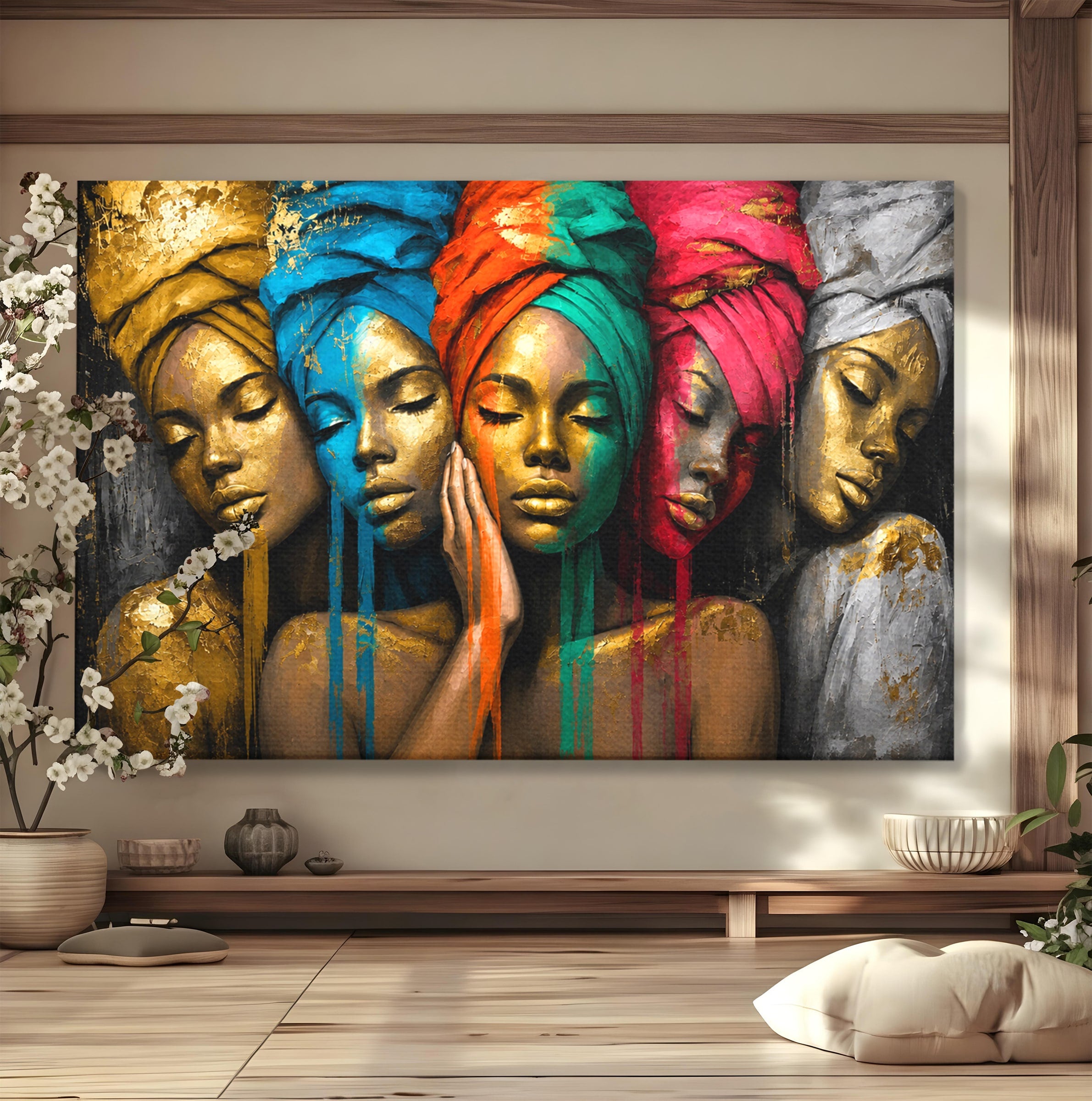 Tablou Canvas Premium LuxCanva® G1263, Frumusetea Diversitatii, Portret, Femei, Arta Abstracta, Dormitor, Living, Culori Vibrante