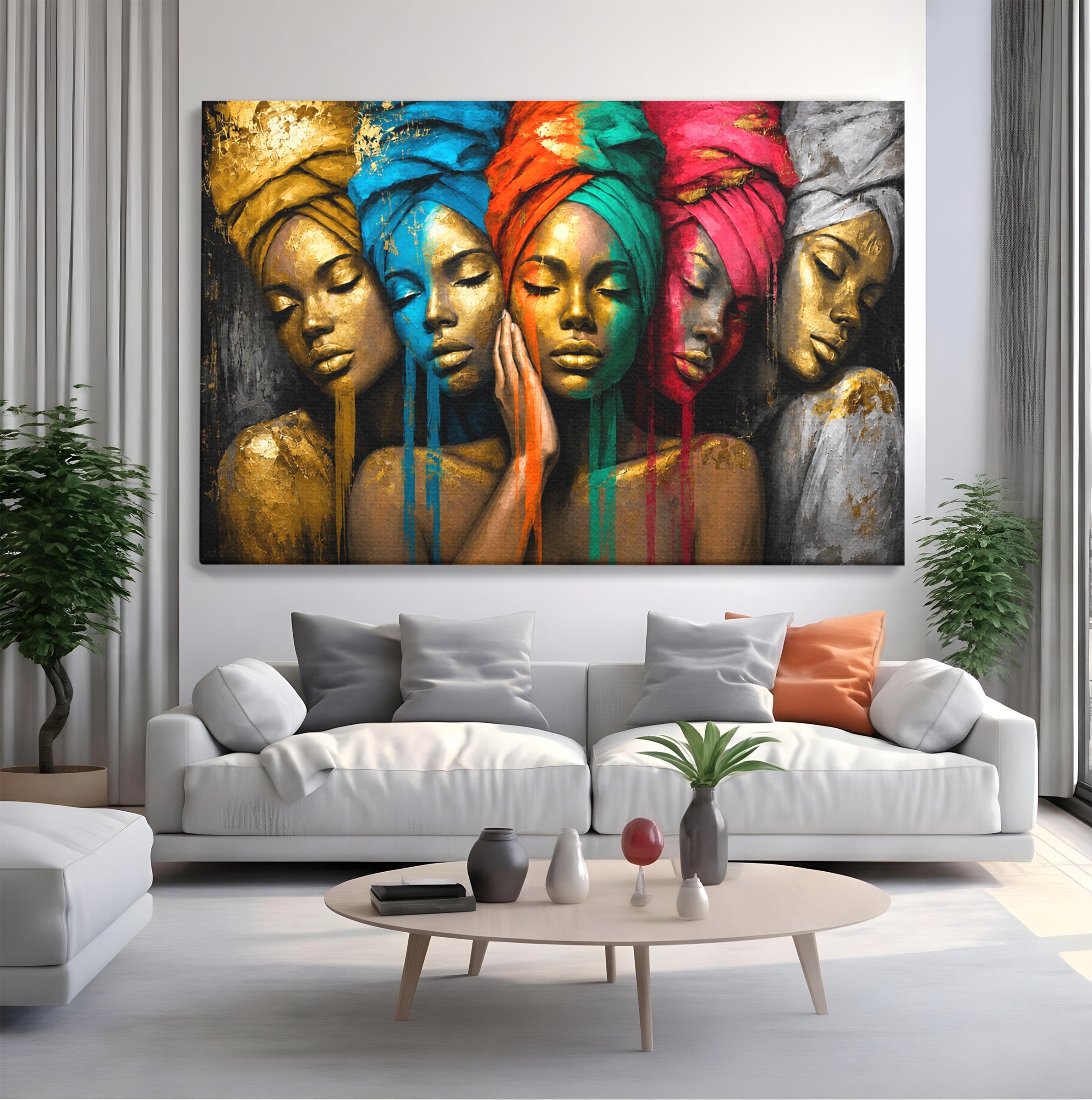 Tablou Canvas Premium LuxCanva® G1263, Frumusetea Diversitatii, Portret, Femei, Arta Abstracta, Dormitor, Living, Culori Vibrante