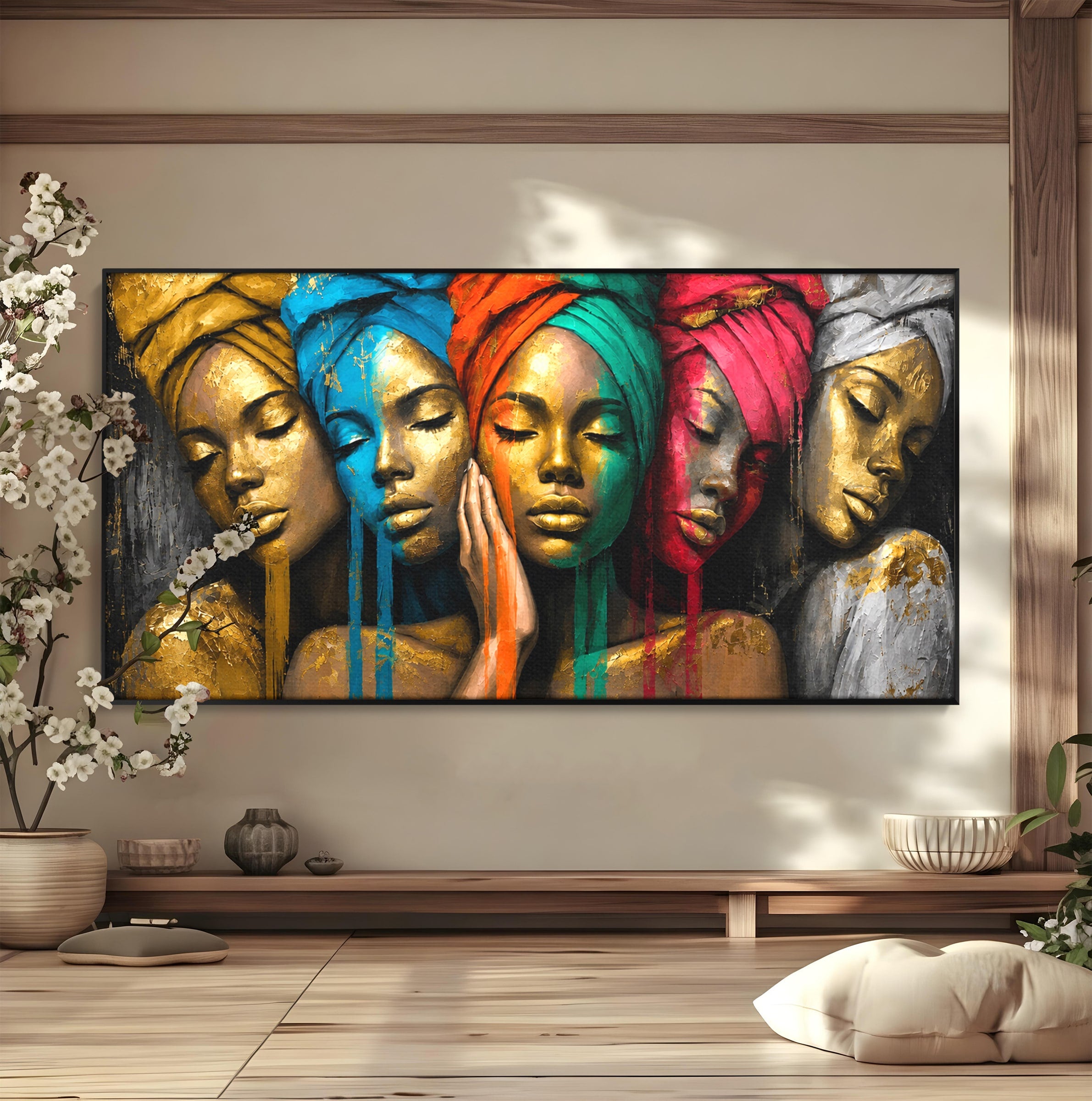 Tablou Canvas Premium LuxCanva® G1263, Frumusetea Diversitatii, Portret, Femei, Arta Abstracta, Dormitor, Living, Culori Vibrante