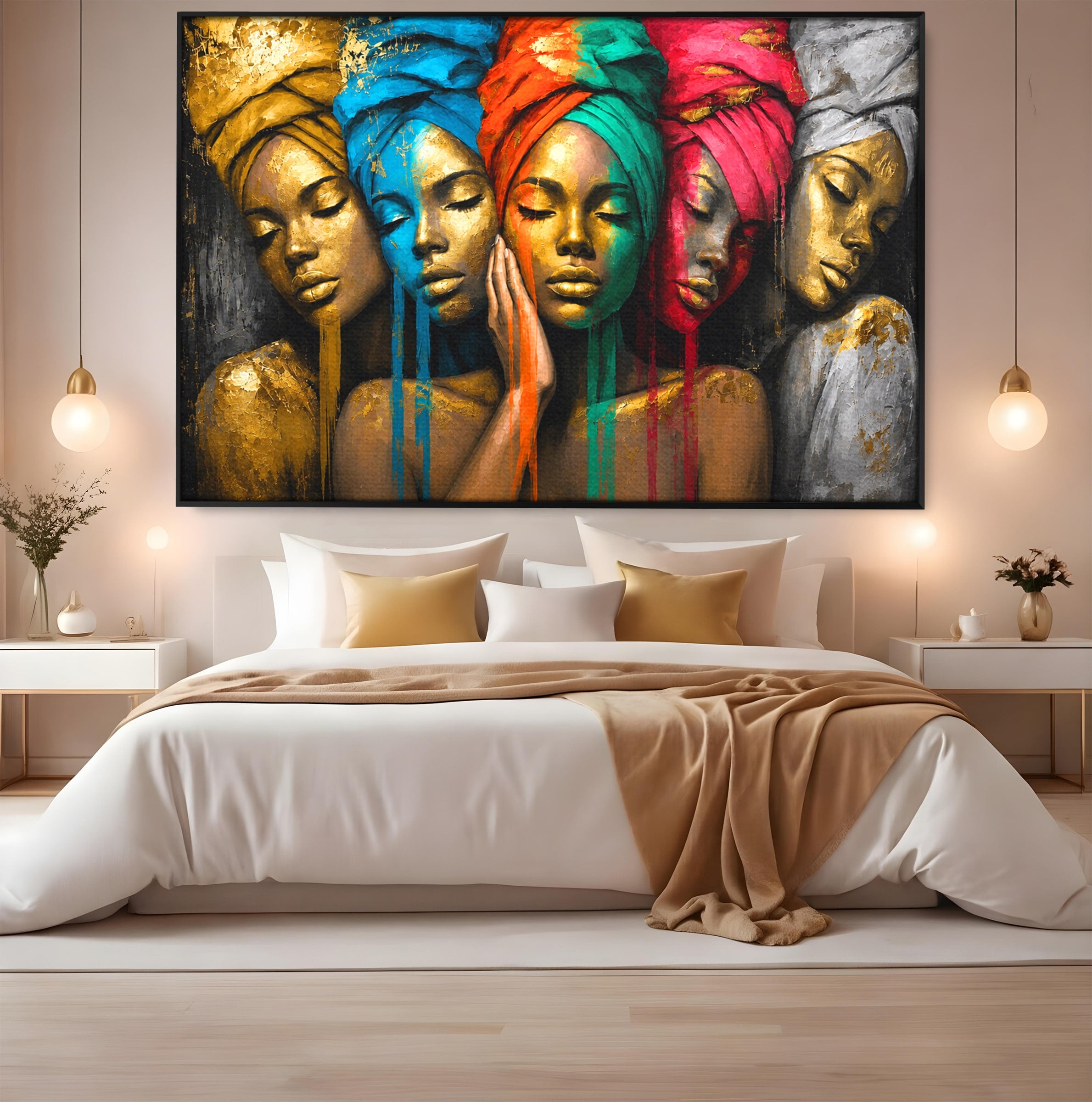 Tablou Canvas Premium LuxCanva® G1263, Frumusetea Diversitatii, Portret, Femei, Arta Abstracta, Dormitor, Living, Culori Vibrante
