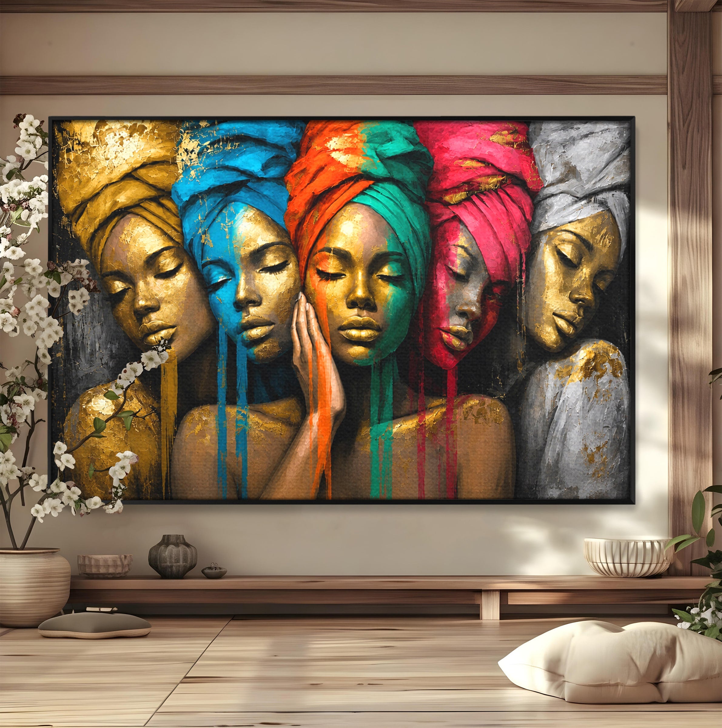 Tablou Canvas Premium LuxCanva® G1263, Frumusetea Diversitatii, Portret, Femei, Arta Abstracta, Dormitor, Living, Culori Vibrante