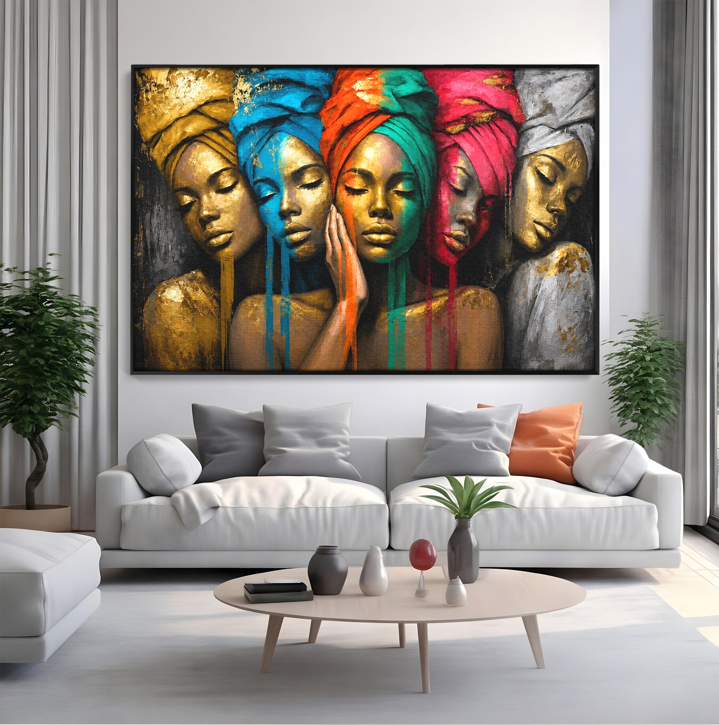 Tablou Canvas Premium LuxCanva® G1263, Frumusetea Diversitatii, Portret, Femei, Arta Abstracta, Dormitor, Living, Culori Vibrante