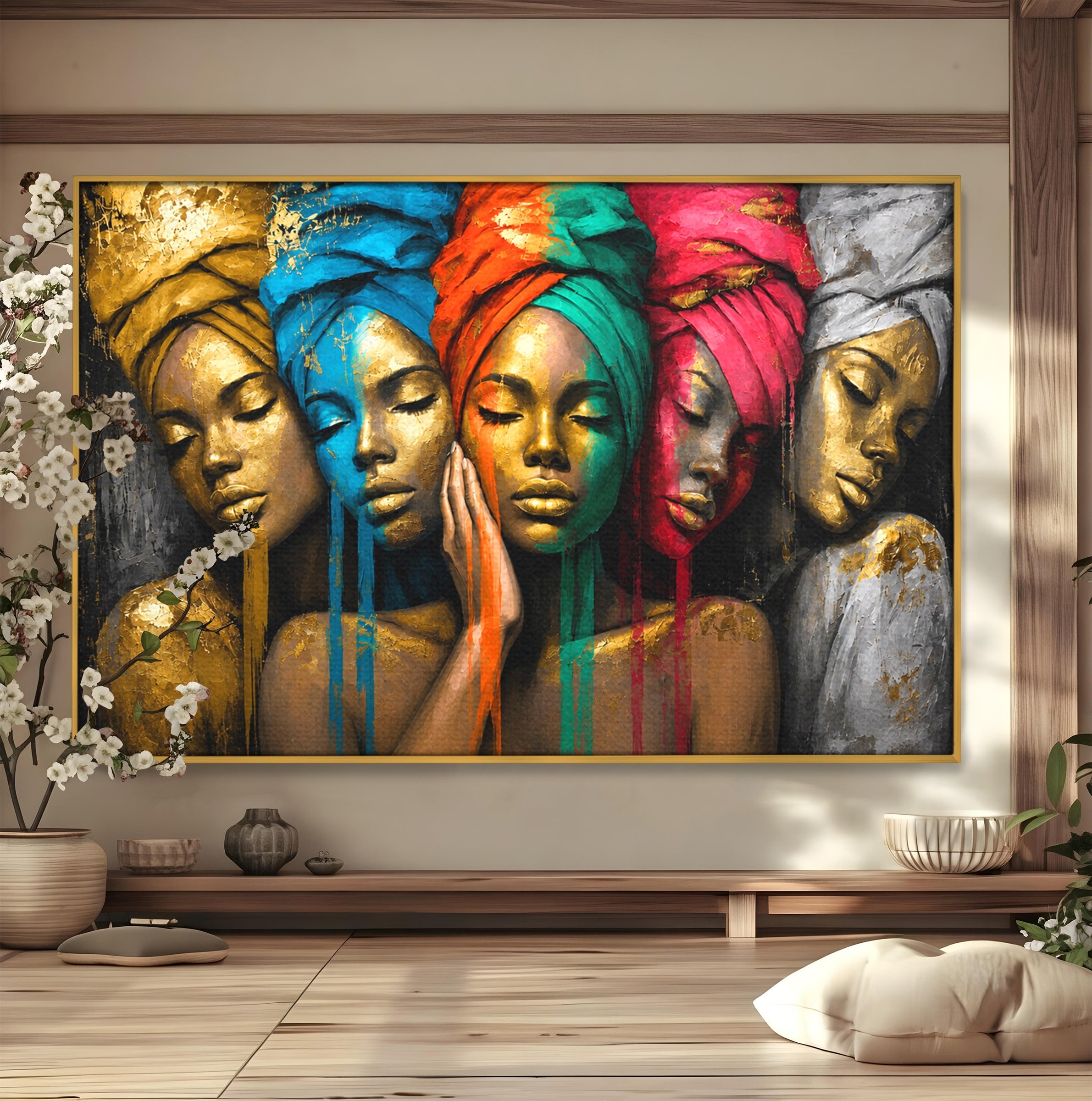 Tablou Canvas Premium LuxCanva® G1263, Frumusetea Diversitatii, Portret, Femei, Arta Abstracta, Dormitor, Living, Culori Vibrante