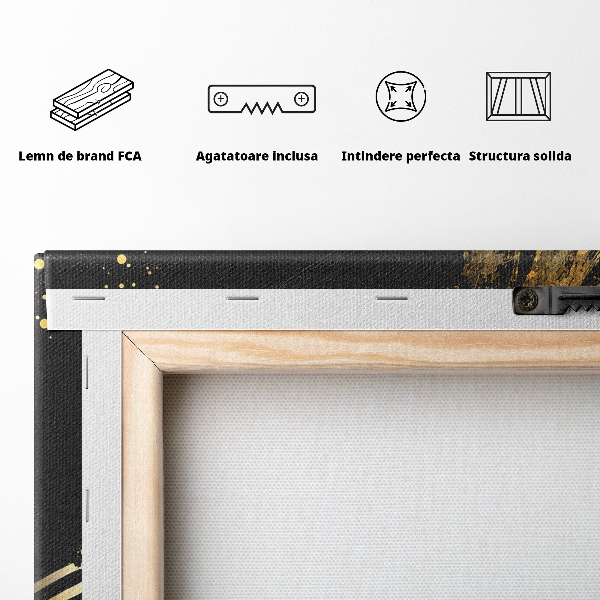 Tablou Canvas Premium LuxCanva® G1264, Eleganta Aurie, Portret, Eleganta, Modern, Femeie, Dormitor, Culori Vibrante