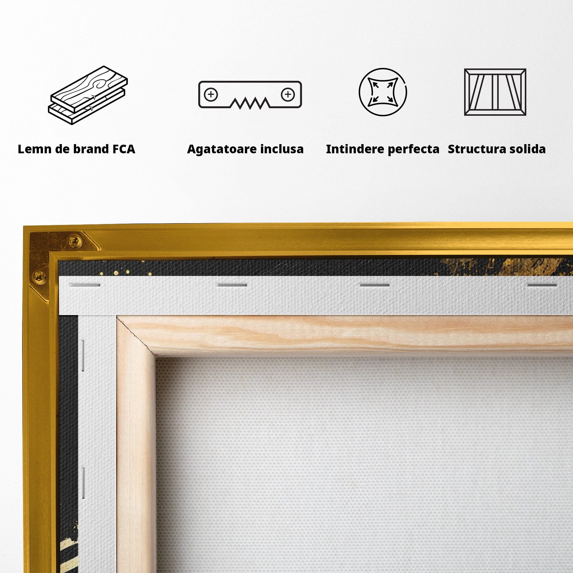 Tablou Canvas Premium LuxCanva® G1264, Eleganta Aurie, Portret, Eleganta, Modern, Femeie, Dormitor, Culori Vibrante