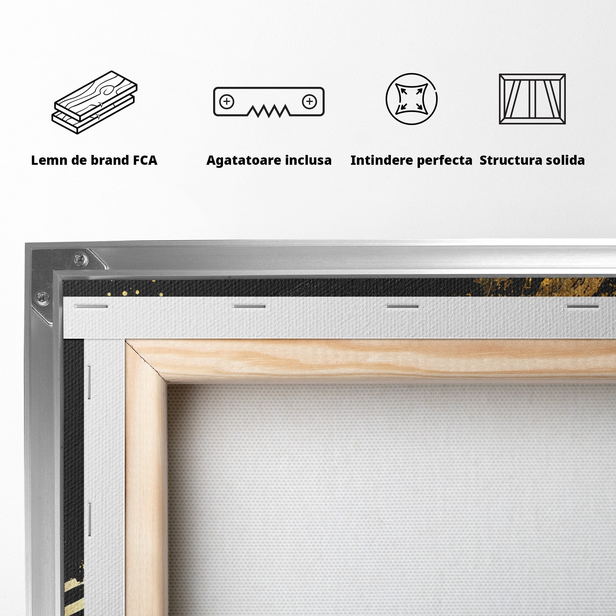 Tablou Canvas Premium LuxCanva® G1264, Eleganta Aurie, Portret, Eleganta, Modern, Femeie, Dormitor, Culori Vibrante