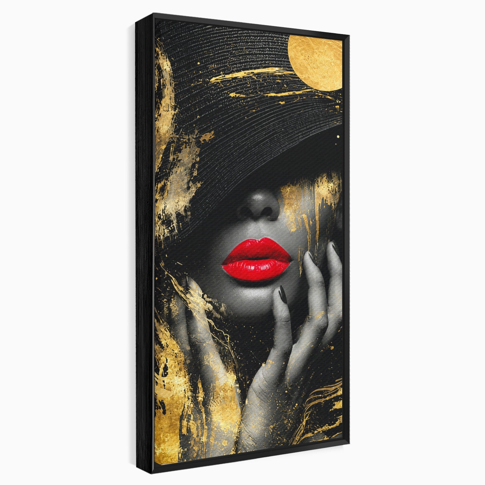 Tablou Canvas Premium LuxCanva® G1264, Eleganta Aurie, Portret, Eleganta, Modern, Femeie, Dormitor, Culori Vibrante