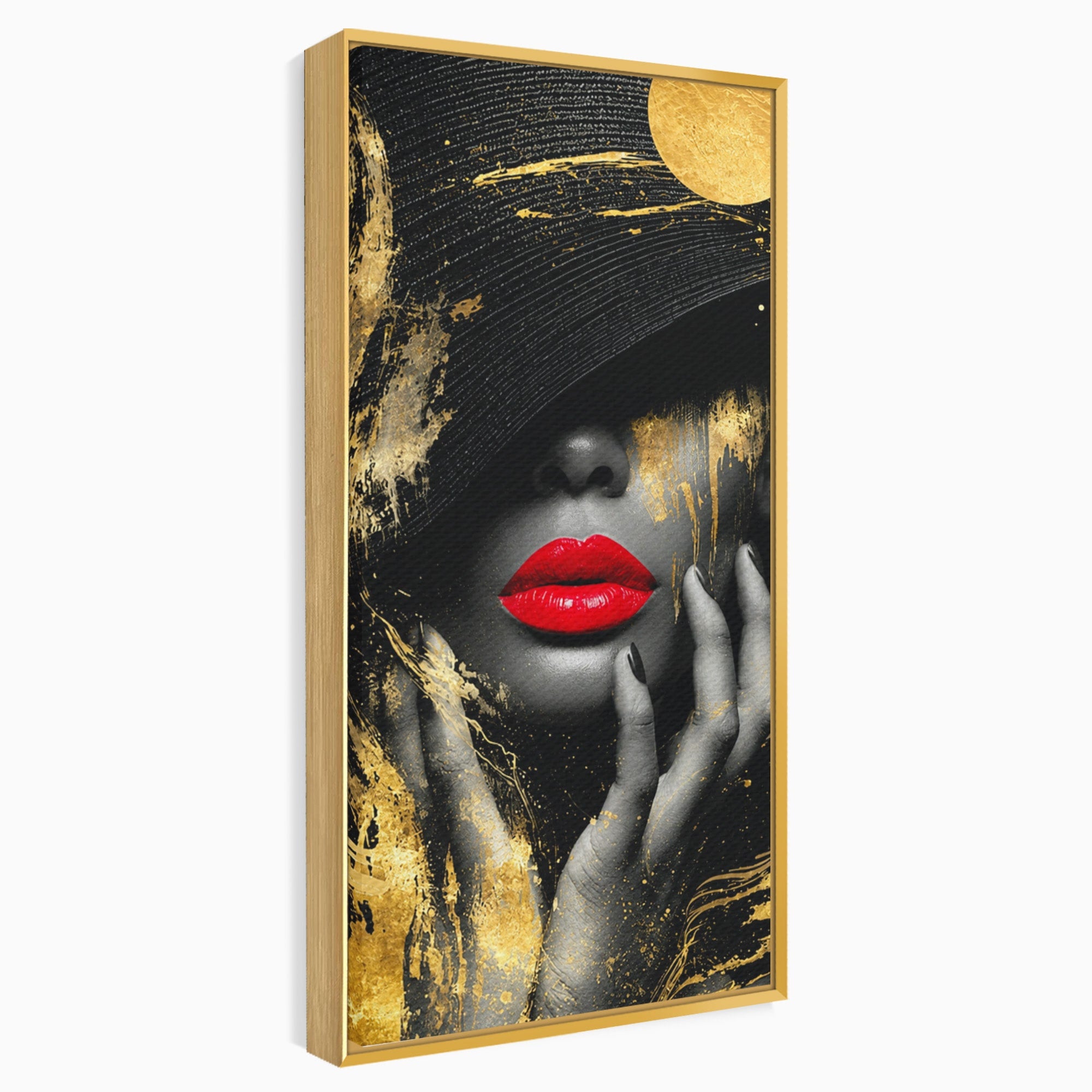 Tablou Canvas Premium LuxCanva® G1264, Eleganta Aurie, Portret, Eleganta, Modern, Femeie, Dormitor, Culori Vibrante